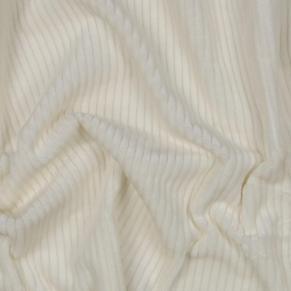 MAGAM-Stoffe Leoni Stretch Breitcord Cordstoff Bekleidung Möbel Meterware 50cm (01. Natur weiß)
