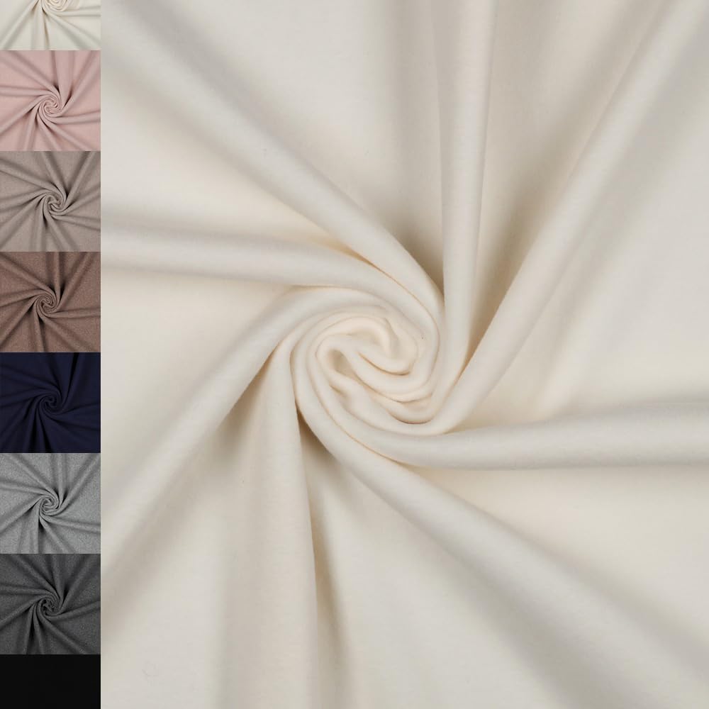 MAGAM-Stoffe Frieda Bio Fleece Stoff 100% Baumwolle Meterware 50cm (01. Natur weiß)