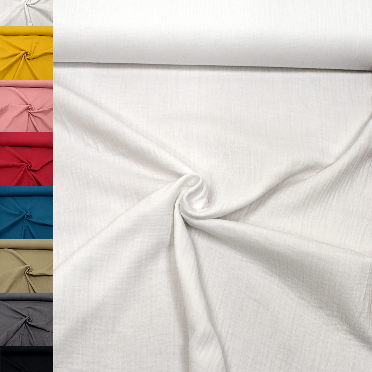 MAGAM-Stoffe Greta Musselin Stoff Double Gauze uni Oeko-Tex Meterware 50cm (07. Altrosa hell)