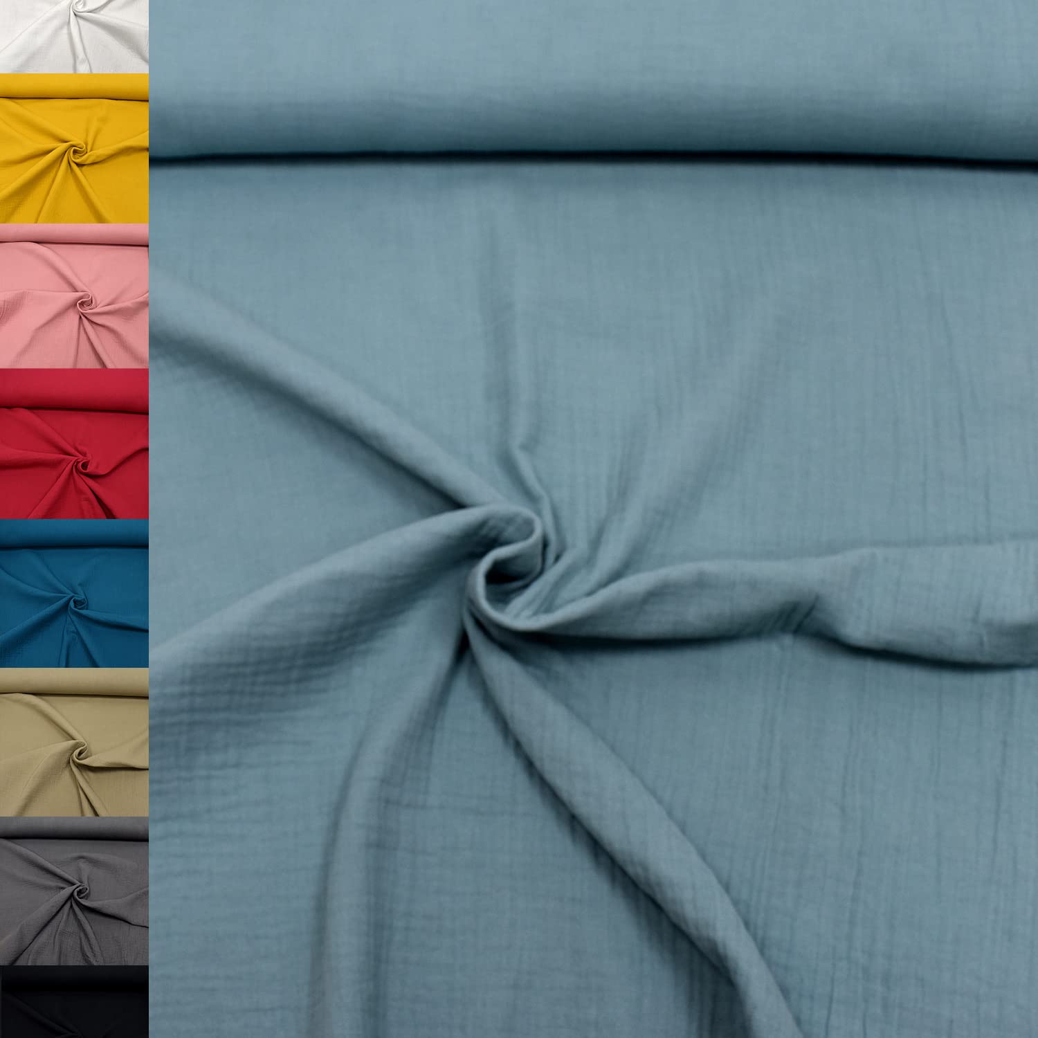 MAGAM-Stoffe Greta Musselin Stoff Double Gauze uni Oeko-Tex Meterware 50cm (07. Altrosa hell)