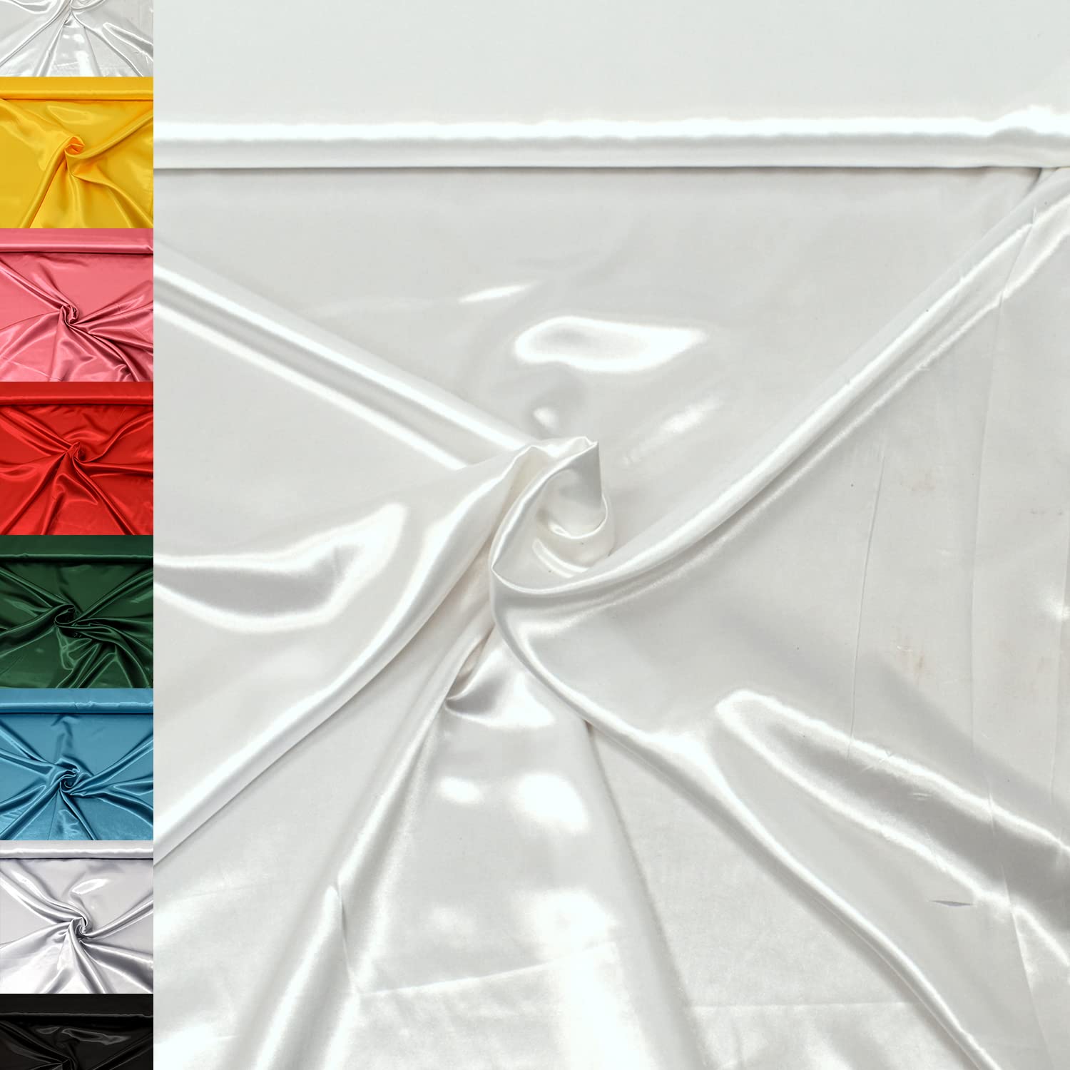 MAGAM-Stoffe 1m Estelle Satin Stoff uni ideal für Kleidung und Deko Meterware (22. Silber)