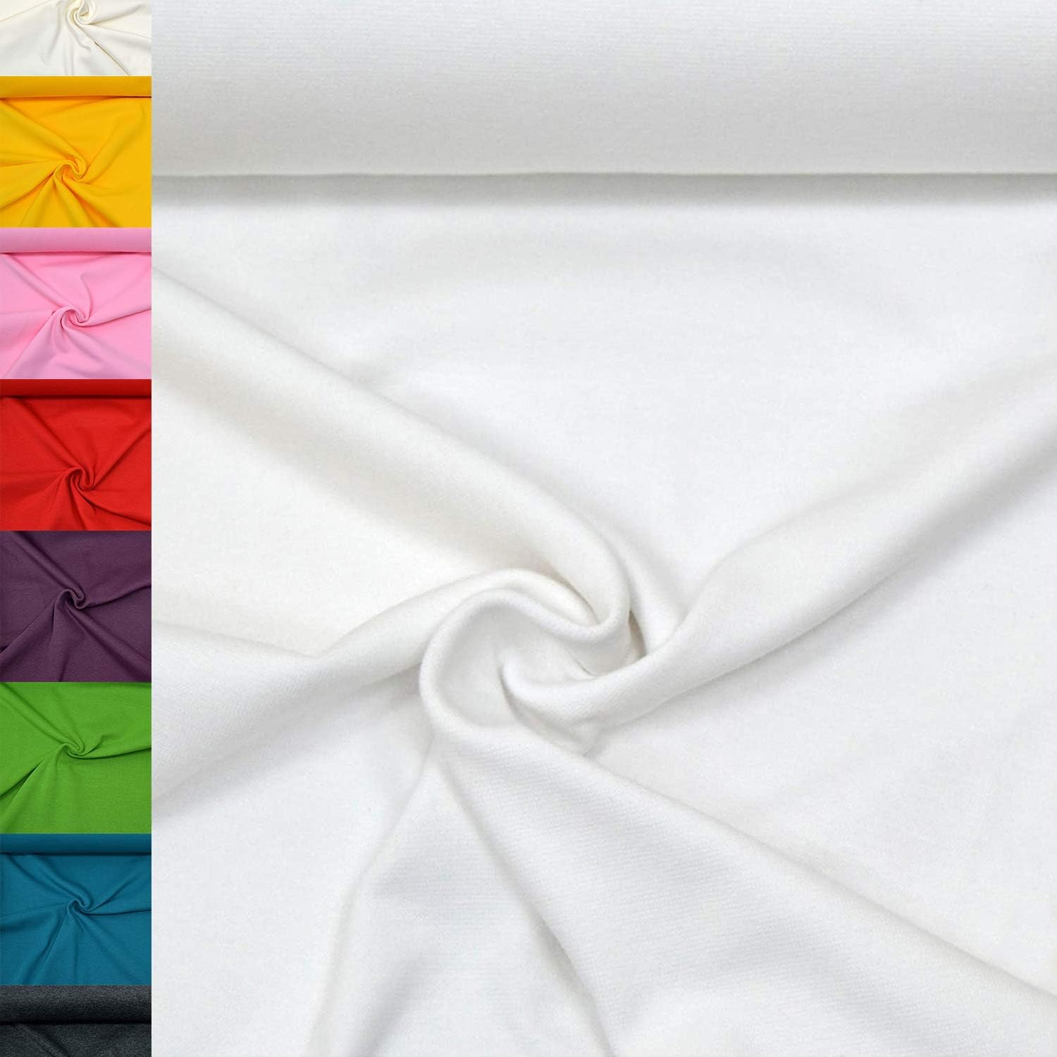 MAGAM-Stoffe Emma Bündchenstoff Feinstrick uni Oeko-Tex Meterware 50cm (01. Weiß)