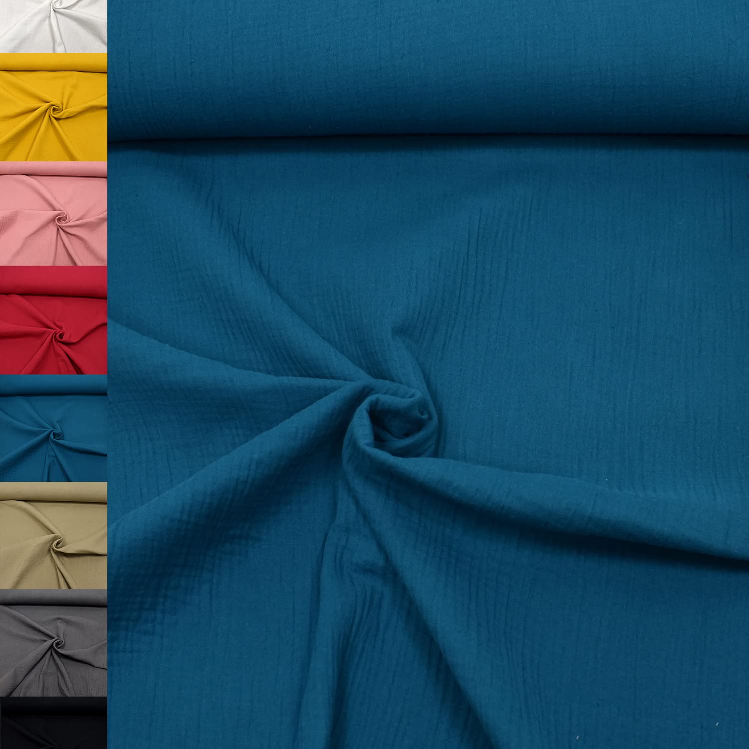 MAGAM-Stoffe Greta Musselin Stoff Double Gauze uni Oeko-Tex Meterware 50cm (07. Altrosa hell)