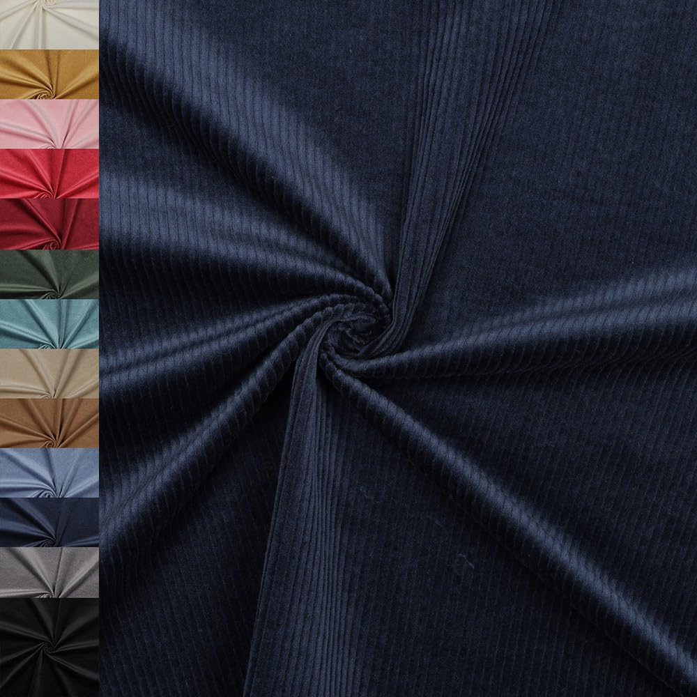 MAGAM-Stoffe Leoni Stretch Breitcord Cordstoff Bekleidung Möbel Meterware 50cm (01. Natur weiß)