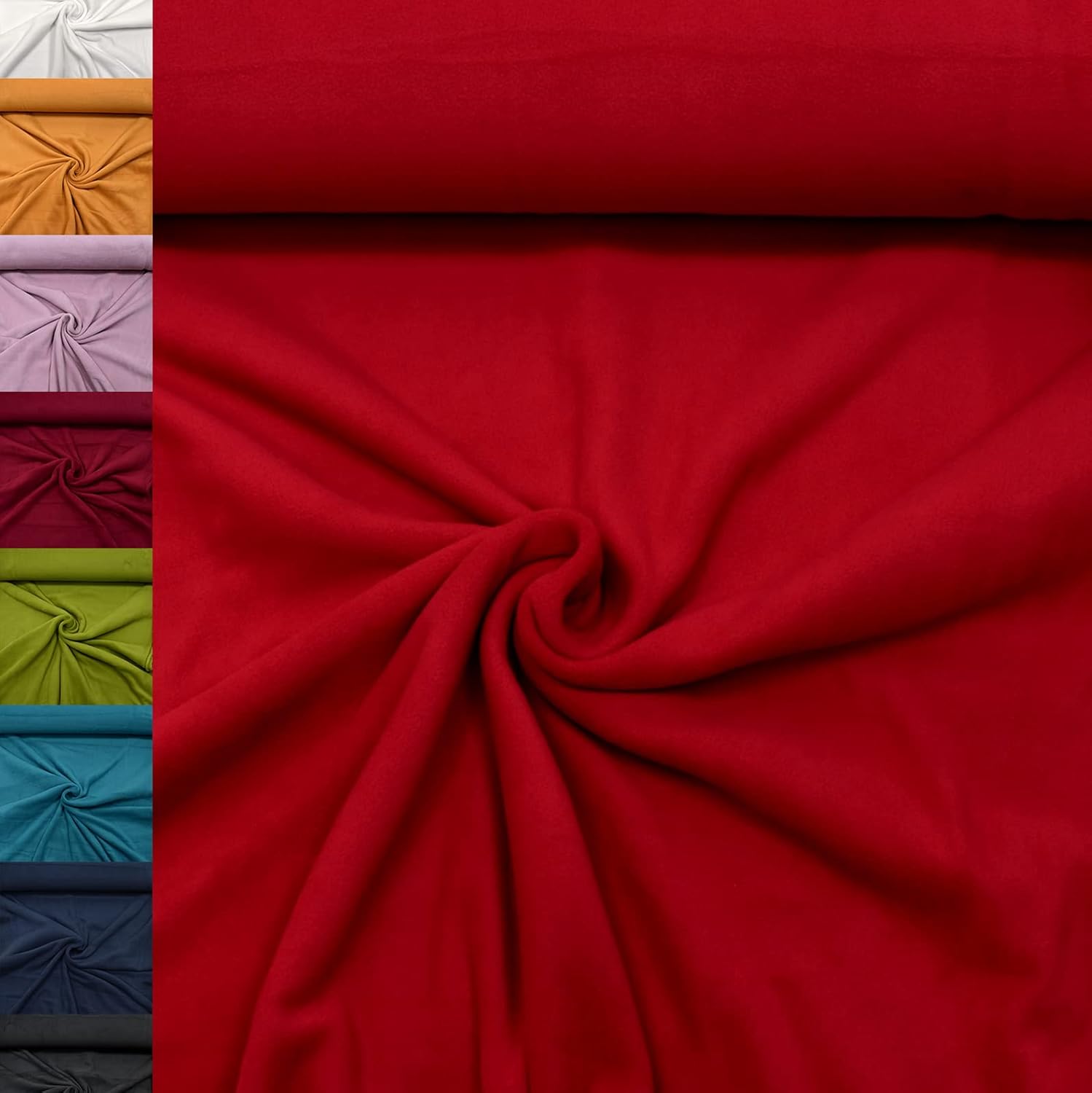 MAGAM-Stoffe Lisa Micro-Fleece Stoff uni Antipilling Meterware 50cm (06. Rot)