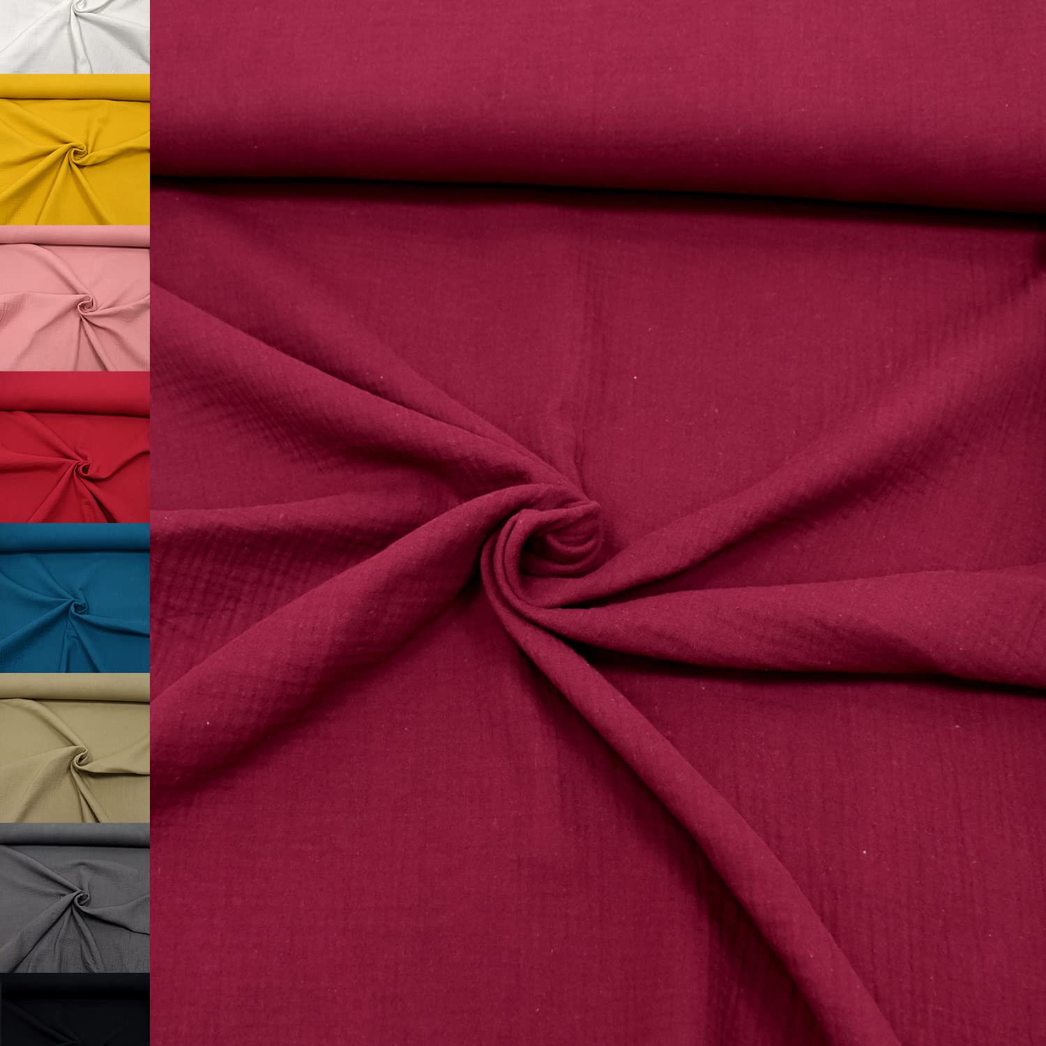 MAGAM-Stoffe Greta Musselin Stoff Double Gauze uni Oeko-Tex Meterware 50cm (07. Altrosa hell)