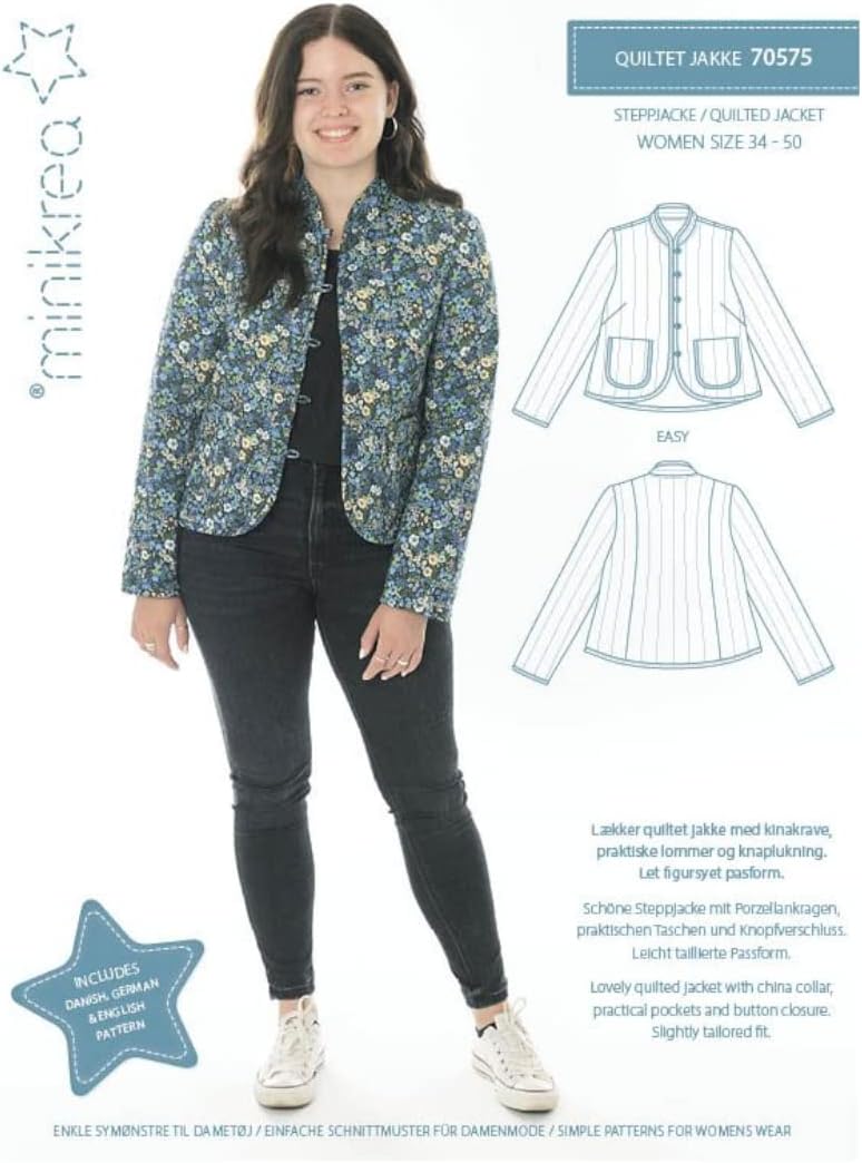 MAGAM-Stoffe Steppjacke Schnittmuster Frauen inkl. Aufnäher Enno