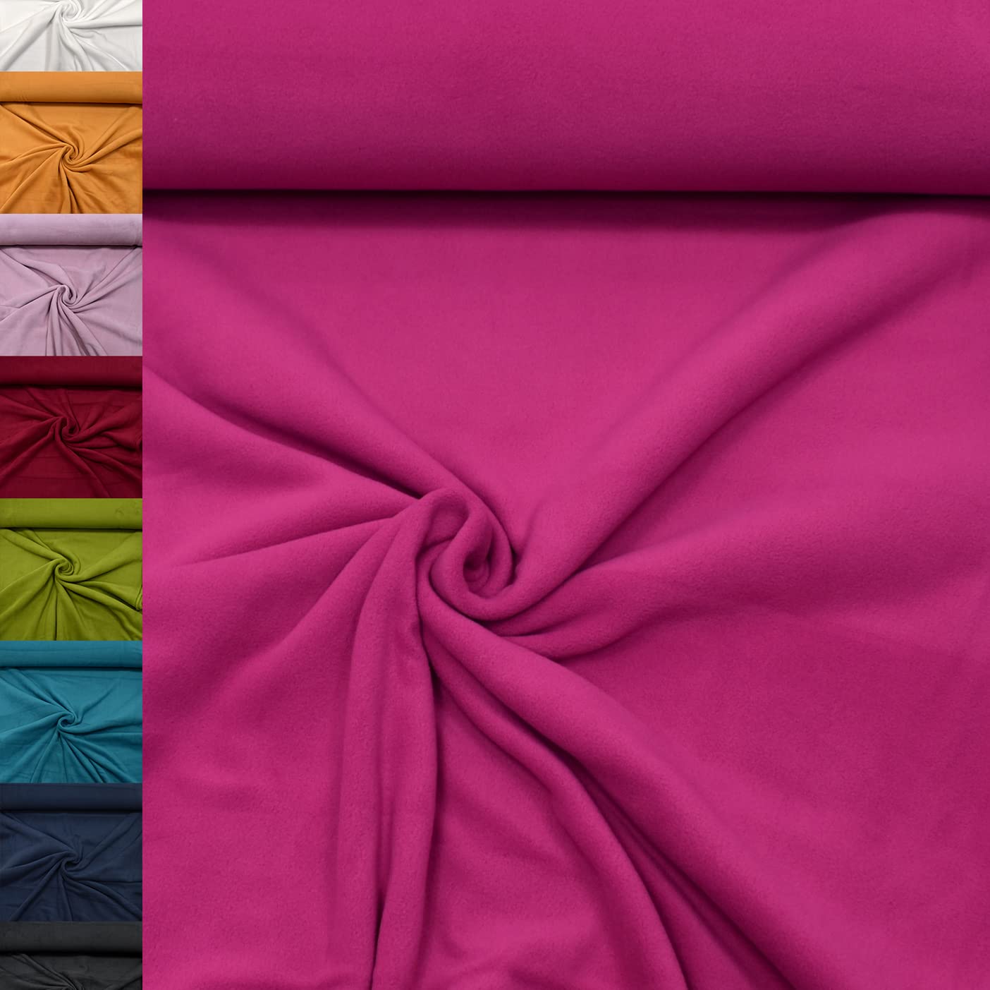 MAGAM-Stoffe Lisa Micro-Fleece Stoff uni Antipilling Meterware 50cm (06. Rot)