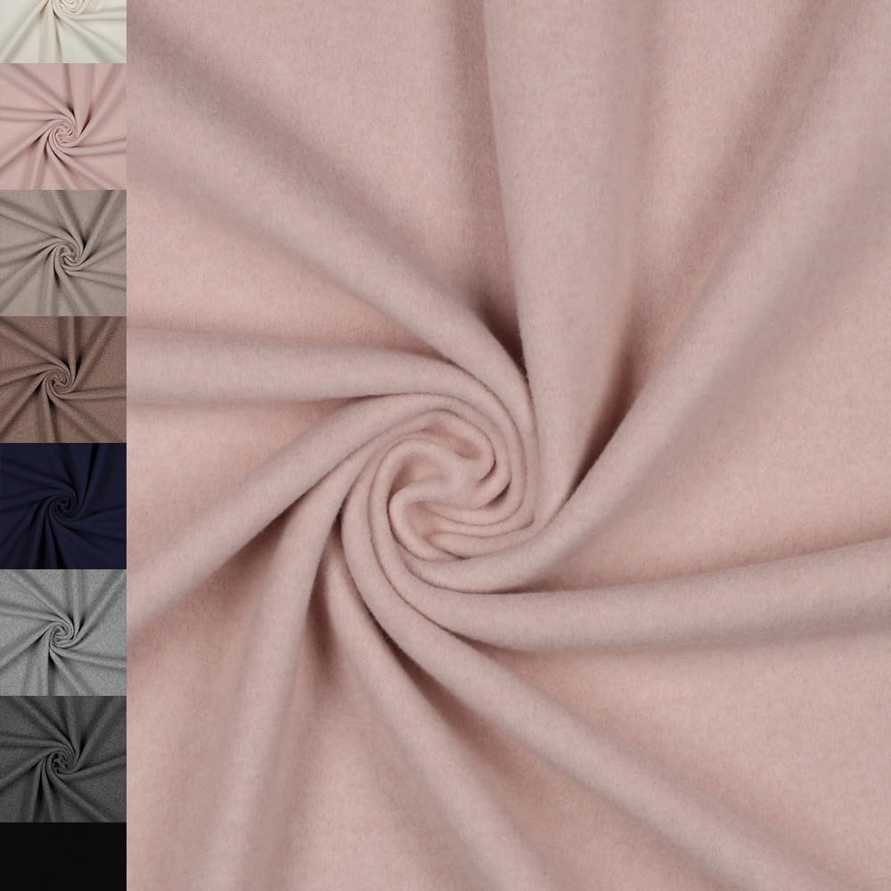 MAGAM-Stoffe Frieda Bio Fleece Stoff 100% Baumwolle Meterware 50cm (01. Natur weiß)