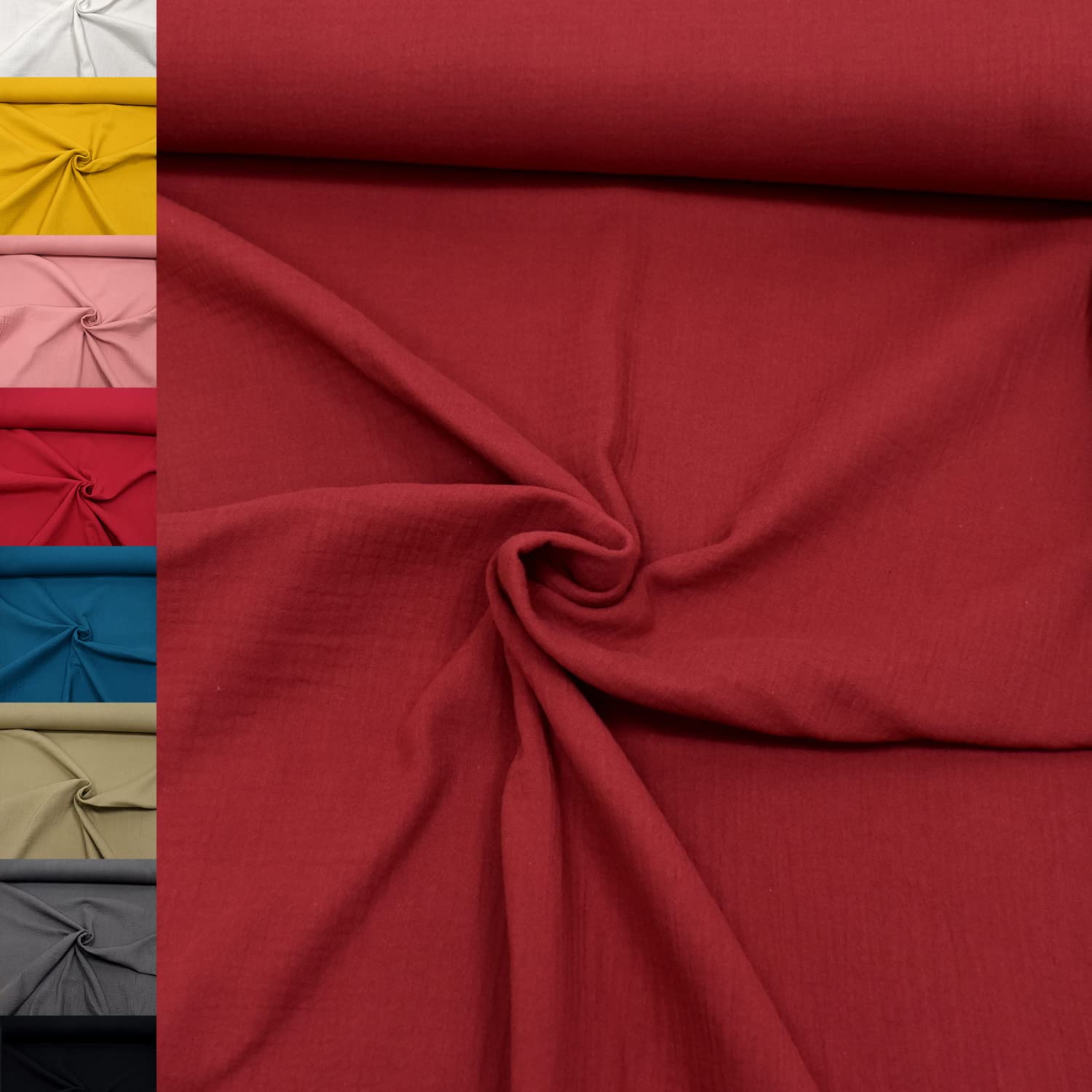 MAGAM-Stoffe Greta Musselin Stoff Double Gauze uni Oeko-Tex Meterware 50cm (07. Altrosa hell)