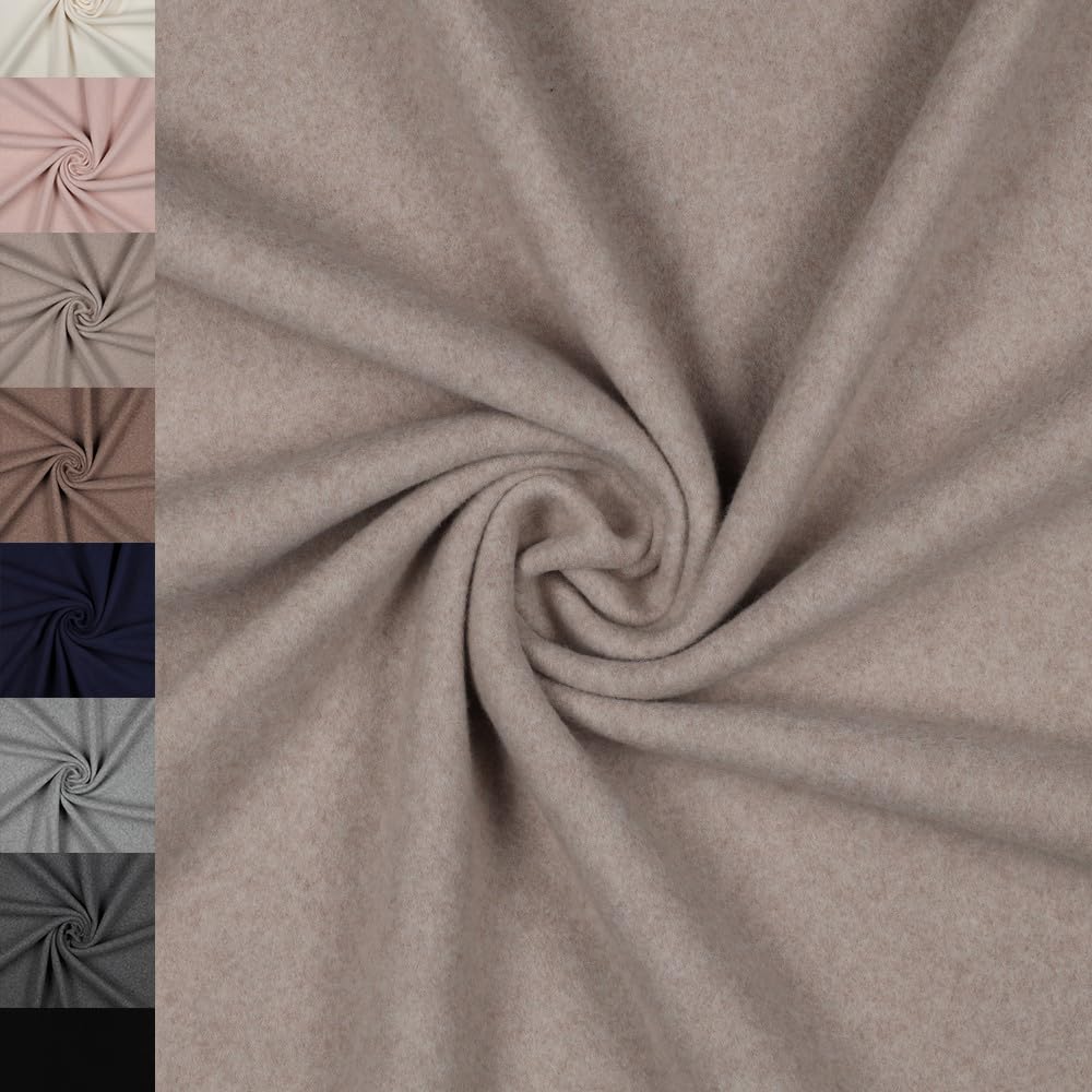 MAGAM-Stoffe Frieda Bio Fleece Stoff 100% Baumwolle Meterware 50cm (01. Natur weiß)