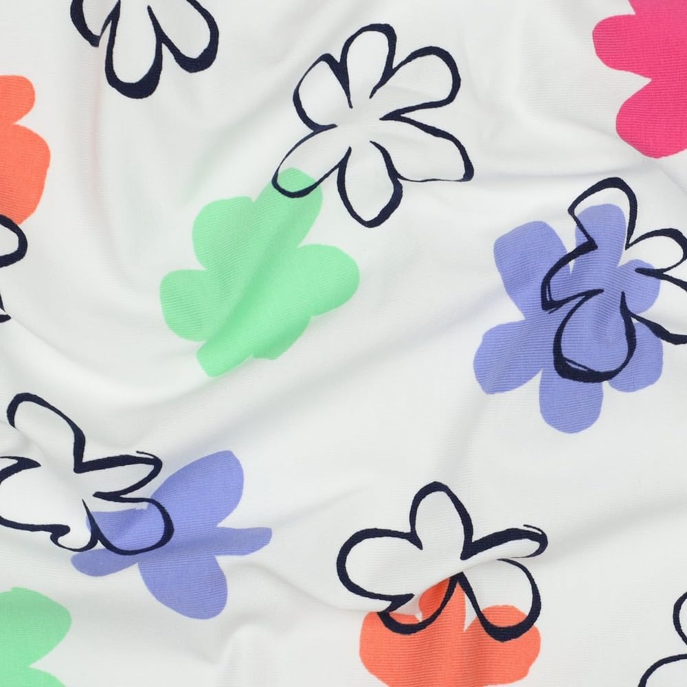 MAGAM-Stoffe Charlotte Blumen Jersey Stoff Kleider Kinder OEKO-TEX Meterware ab 50cm (Weiß)