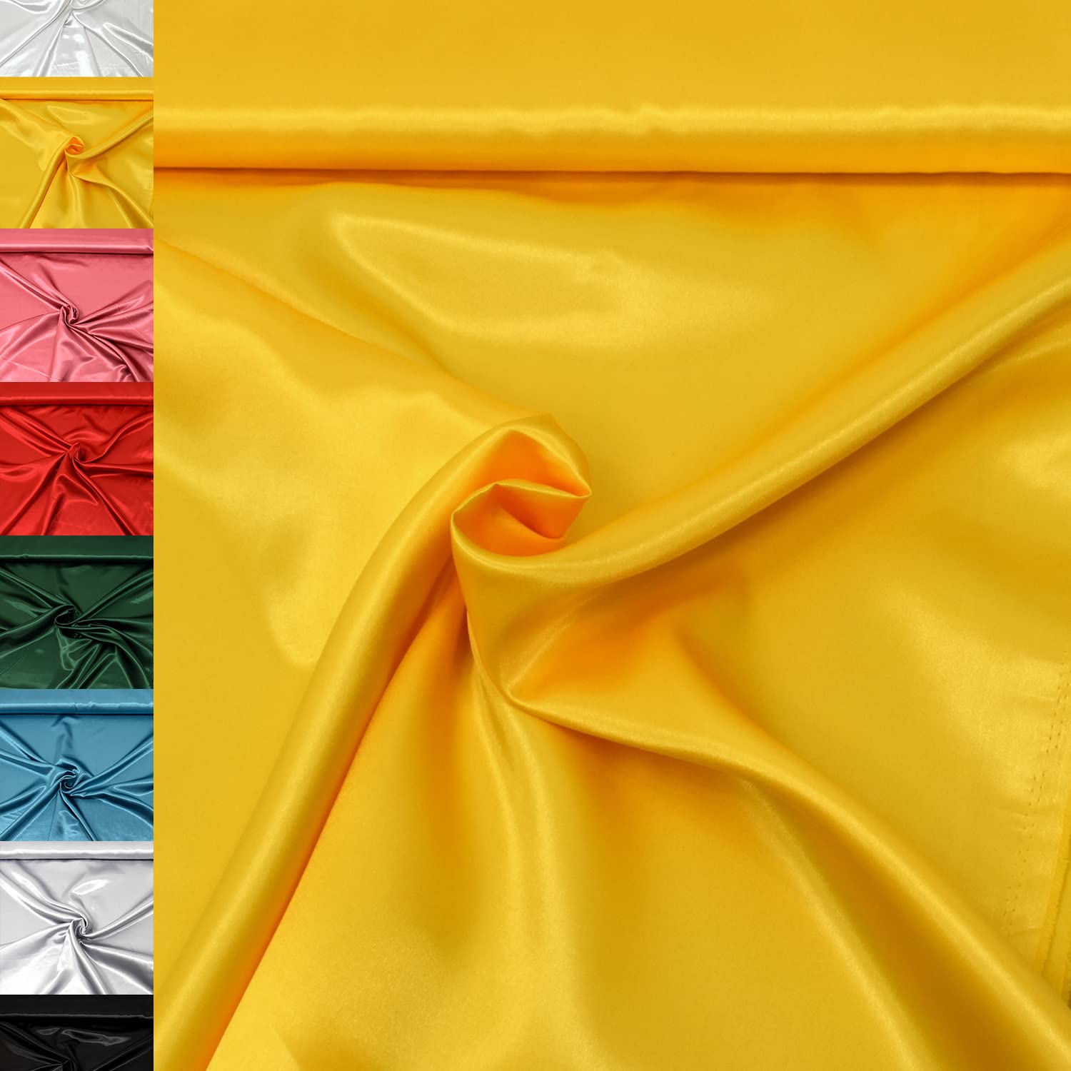 MAGAM-Stoffe 1m Estelle Satin Stoff uni ideal für Kleidung und Deko Meterware (22. Silber)