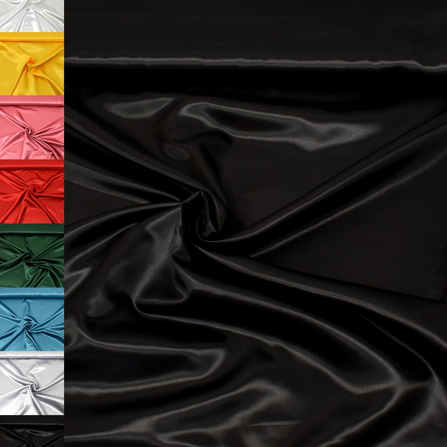 MAGAM-Stoffe 1m Estelle Satin Stoff uni ideal für Kleidung und Deko Meterware (22. Silber)