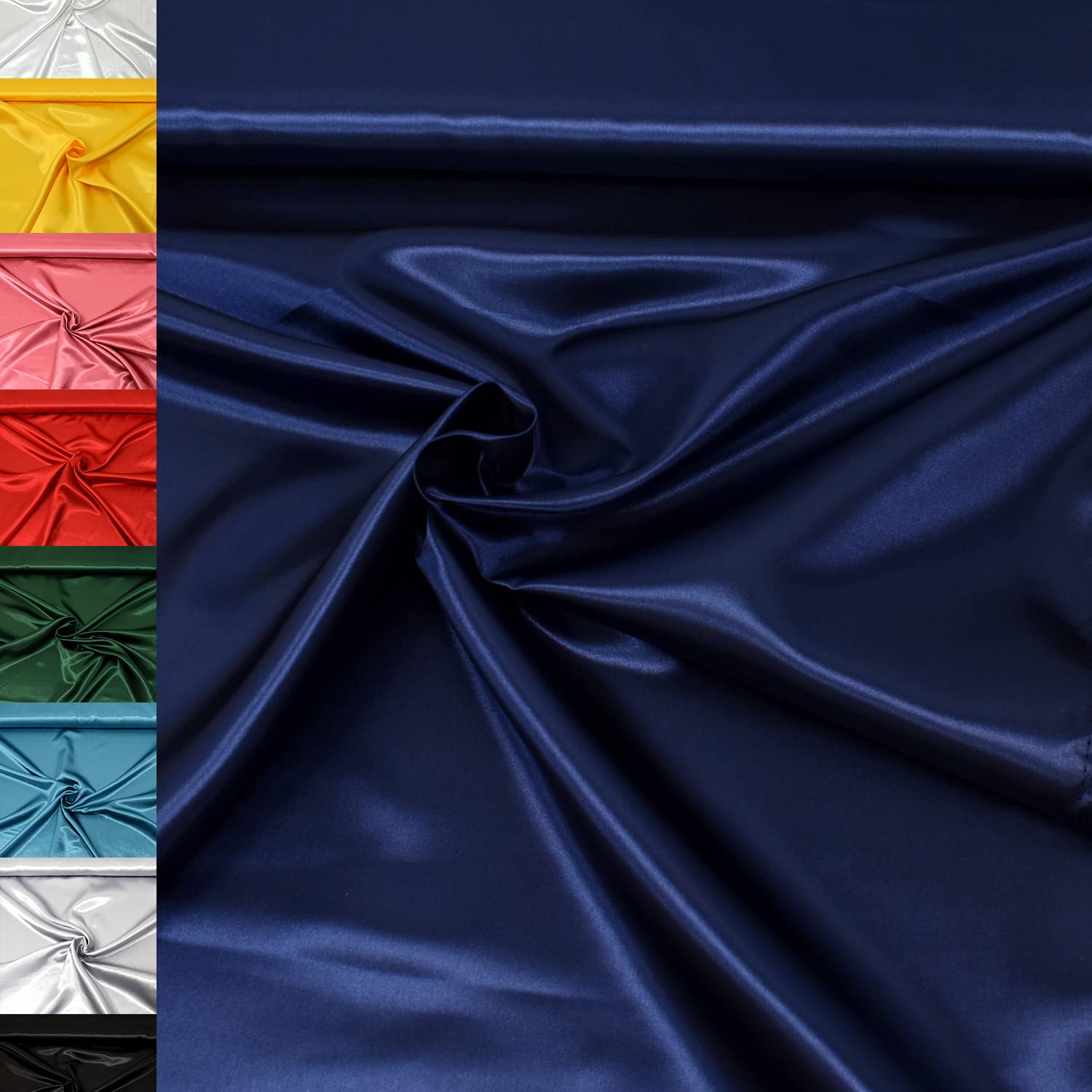 MAGAM-Stoffe 1m Estelle Satin Stoff uni ideal für Kleidung und Deko Meterware (22. Silber)