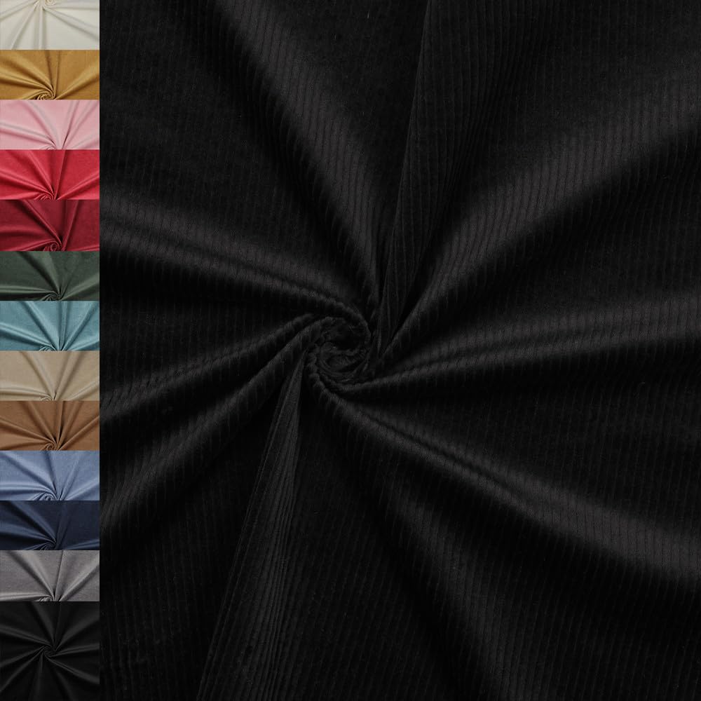 MAGAM-Stoffe Leoni Stretch Breitcord Cordstoff Bekleidung Möbel Meterware 50cm (01. Natur weiß)