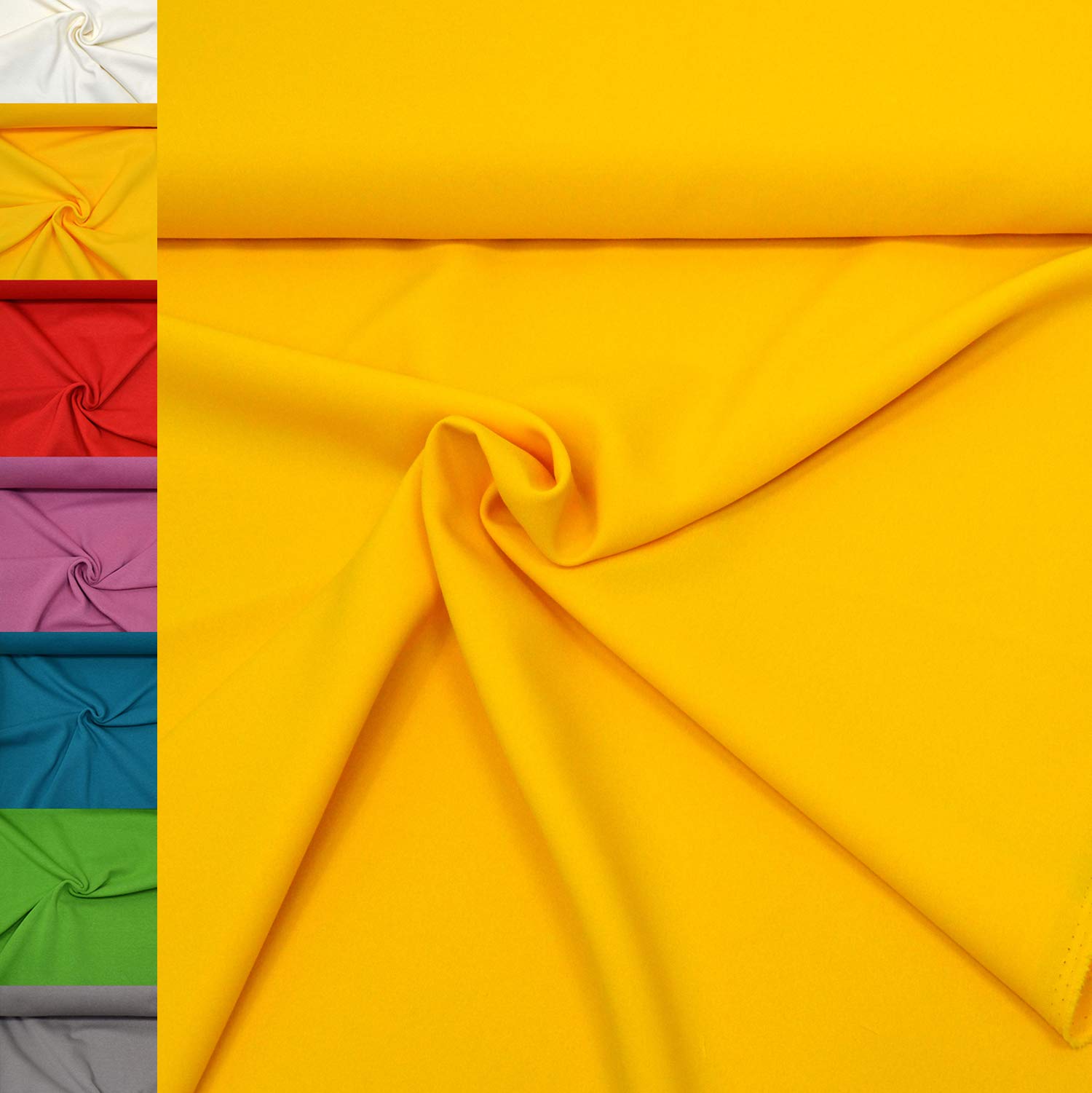 MAGAM-Stoffe 1m Mara Universal-Stoff uni Blickdicht Knitterarm Kostüm Tischdecken Dekostoff (01. Weiß)