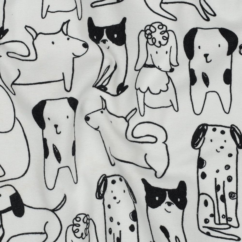 MAGAM-Stoffe Aberdeen Mode Stoff Denim Jeans Flanell Meterware 50cm (Dino weiß)