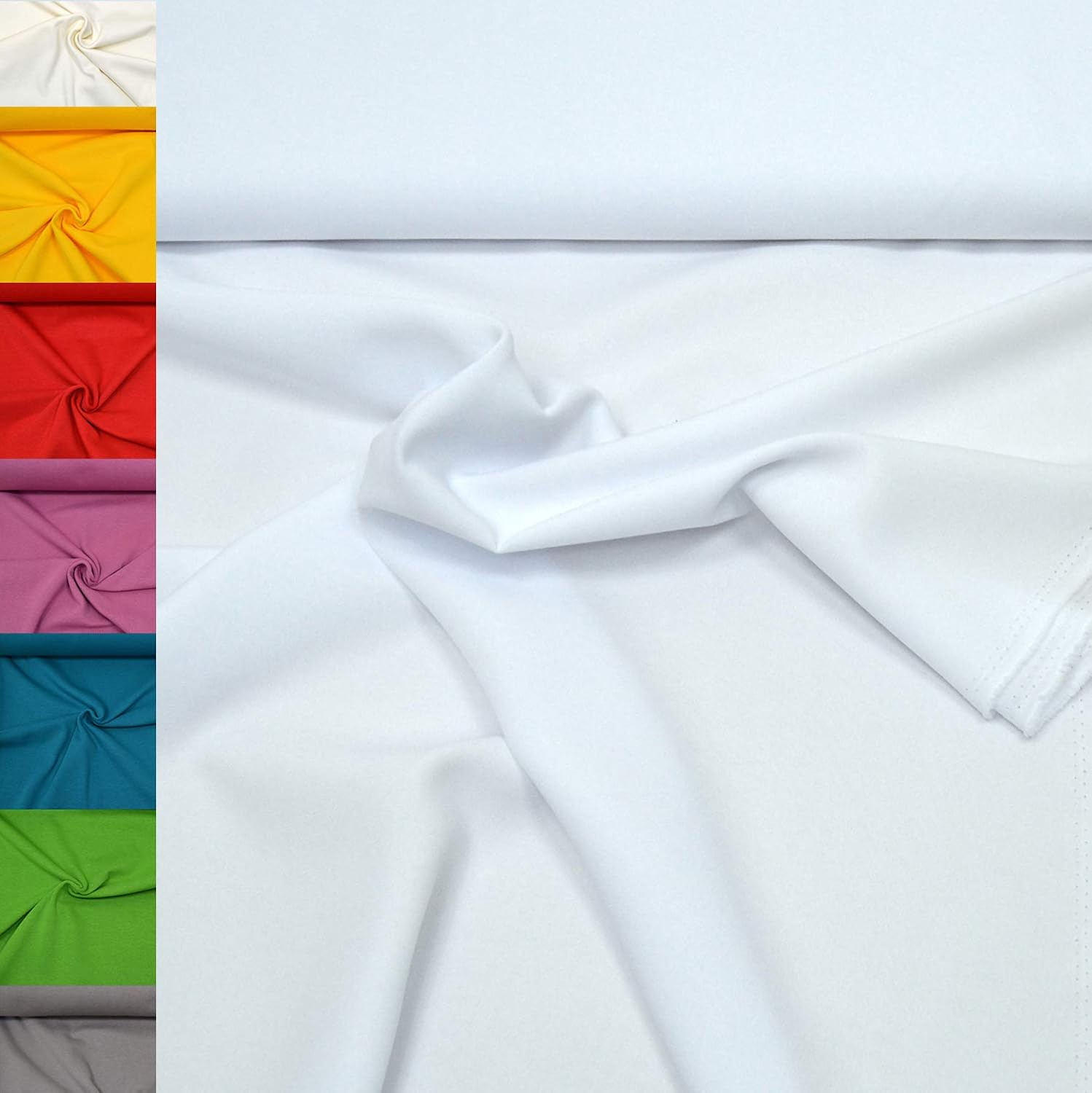 MAGAM-Stoffe 1m Mara Universal-Stoff uni Blickdicht Knitterarm Kostüm Tischdecken Dekostoff (01. Weiß)