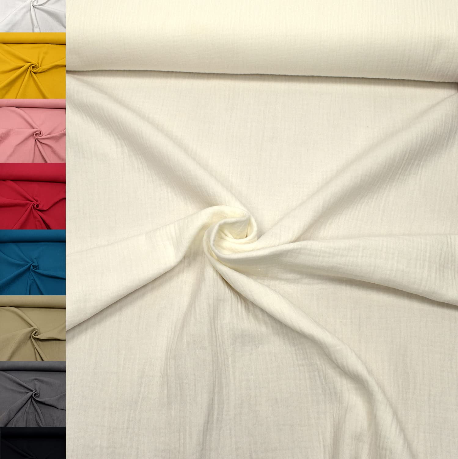 MAGAM-Stoffe Greta Musselin Stoff Double Gauze uni Oeko-Tex Meterware 50cm (07. Altrosa hell)