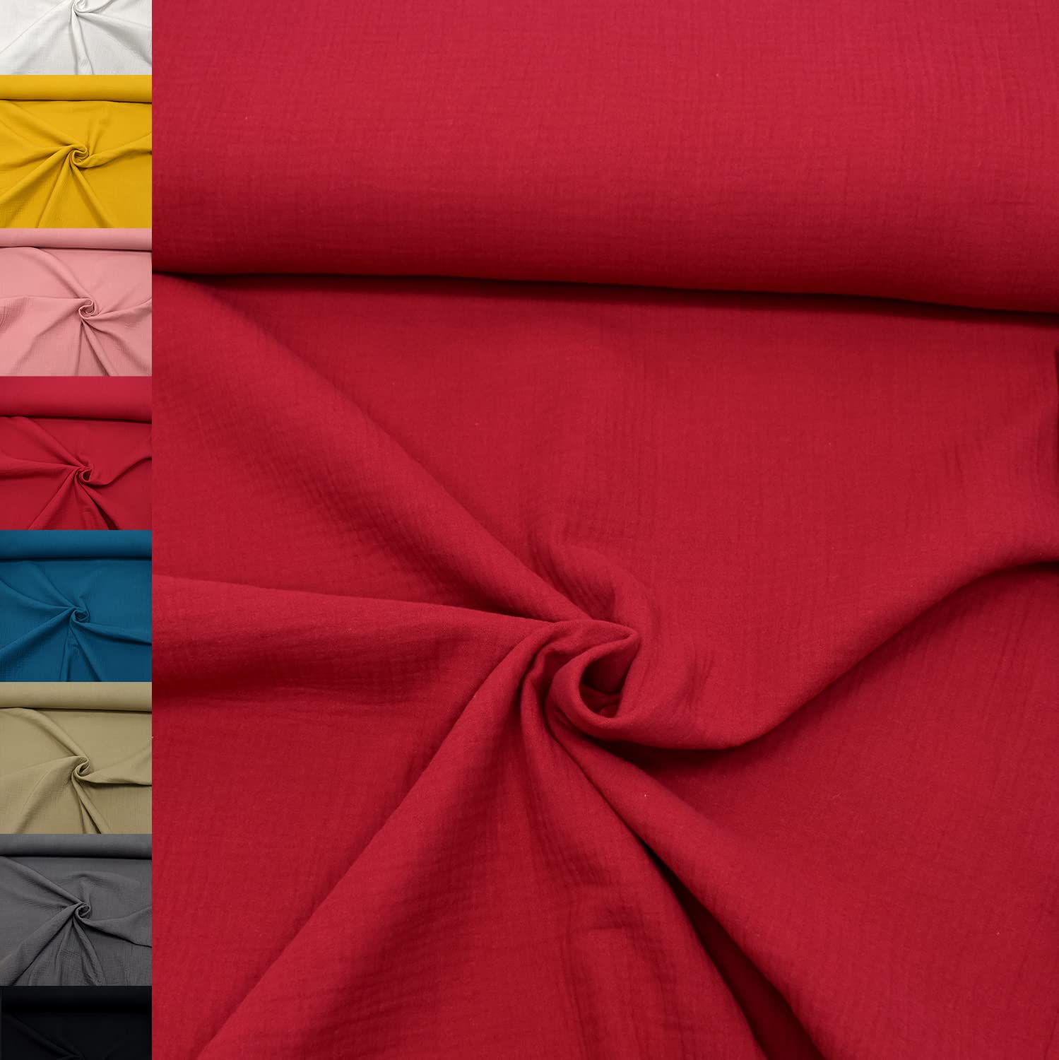 MAGAM-Stoffe Greta Musselin Stoff Double Gauze uni Oeko-Tex Meterware 50cm (07. Altrosa hell)