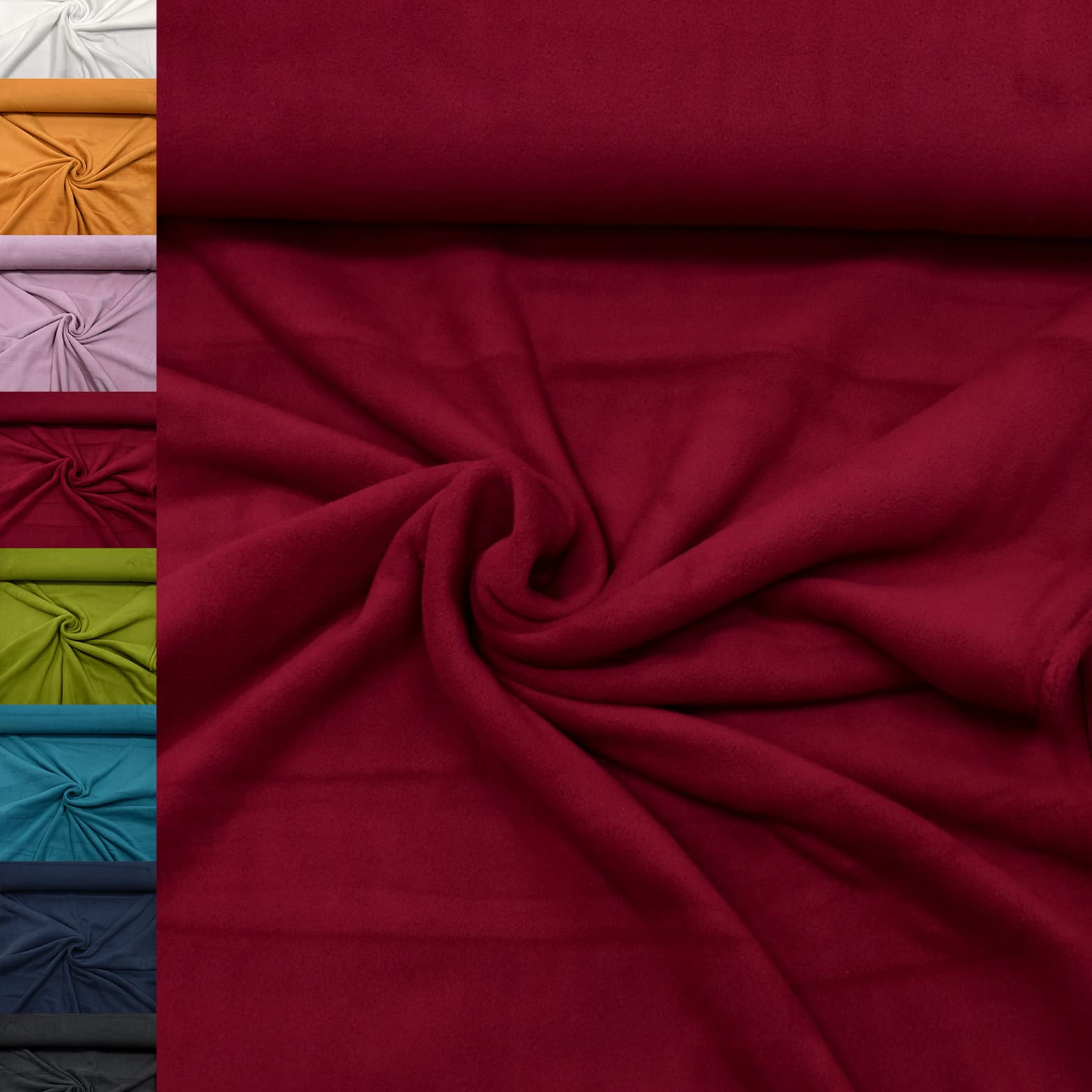 MAGAM-Stoffe Lisa Micro-Fleece Stoff uni Antipilling Meterware 50cm (06. Rot)