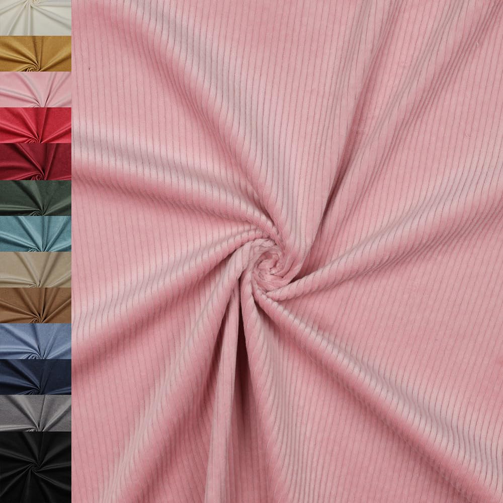 MAGAM-Stoffe Leoni Stretch Breitcord Cordstoff Bekleidung Möbel Meterware 50cm (01. Natur weiß)