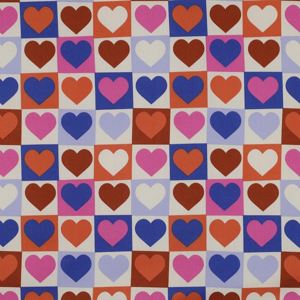 MAGAM-Stoffe Memory Herzen Kinder Baumwollstoff ÖKO-TEX Meterware ab 50cm (Dunkelrot)