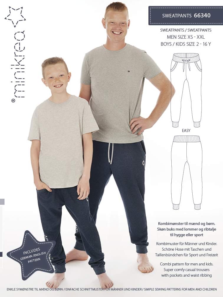 MAGAM-Stoffe Sweatpants Schnittmuster Kinder Jungen Männer inkl. Aufnäher Enno
