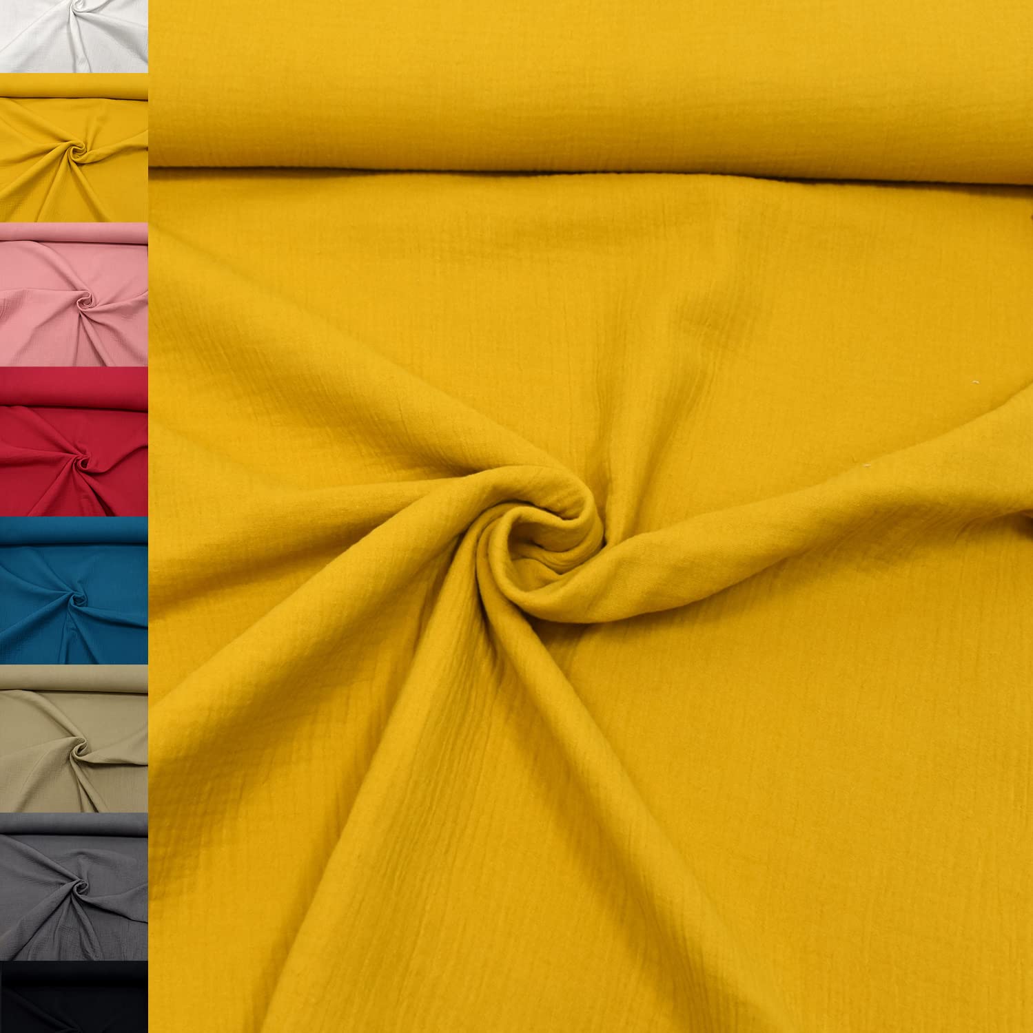 MAGAM-Stoffe Greta Musselin Stoff Double Gauze uni Oeko-Tex Meterware 50cm (07. Altrosa hell)