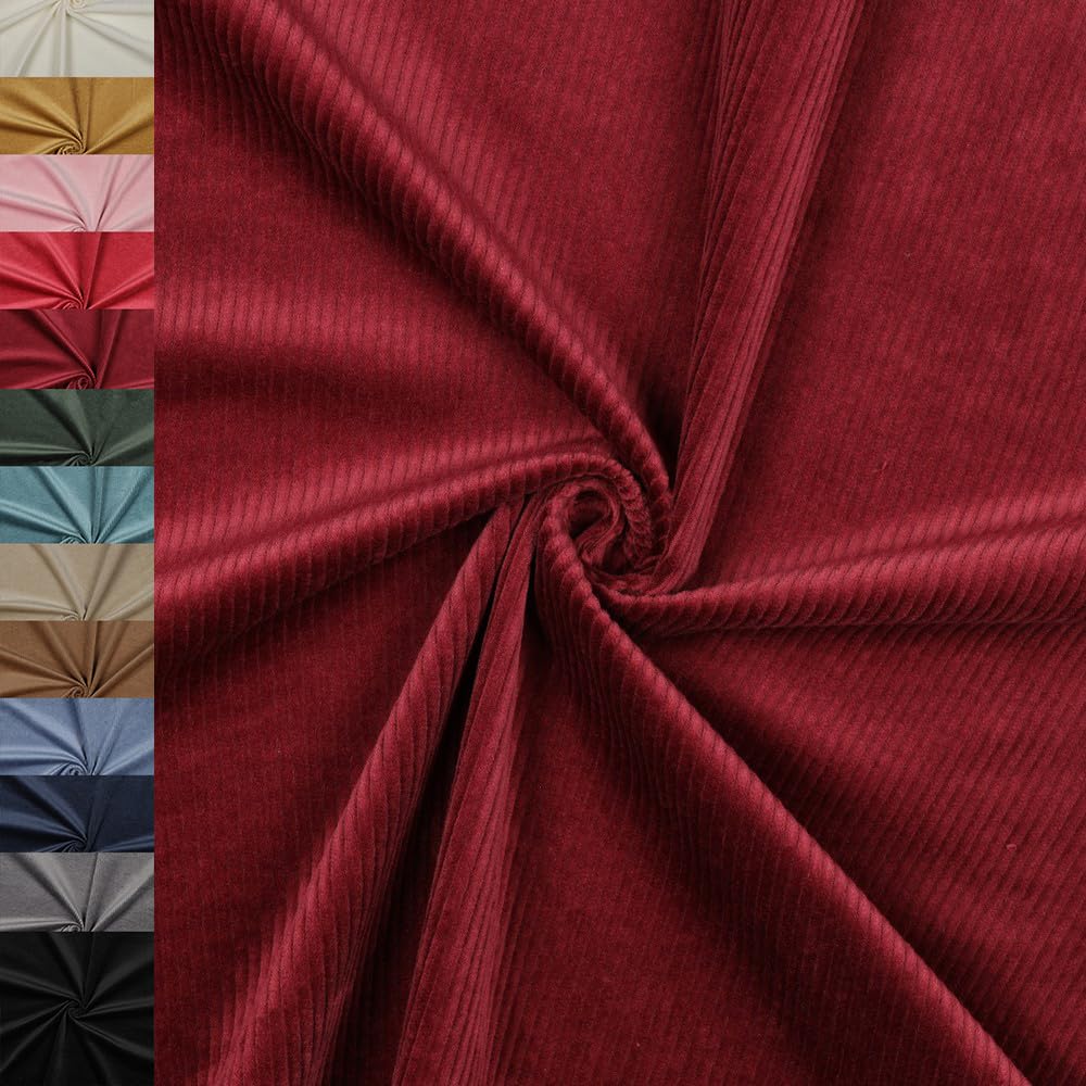 MAGAM-Stoffe Leoni Stretch Breitcord Cordstoff Bekleidung Möbel Meterware 50cm (01. Natur weiß)