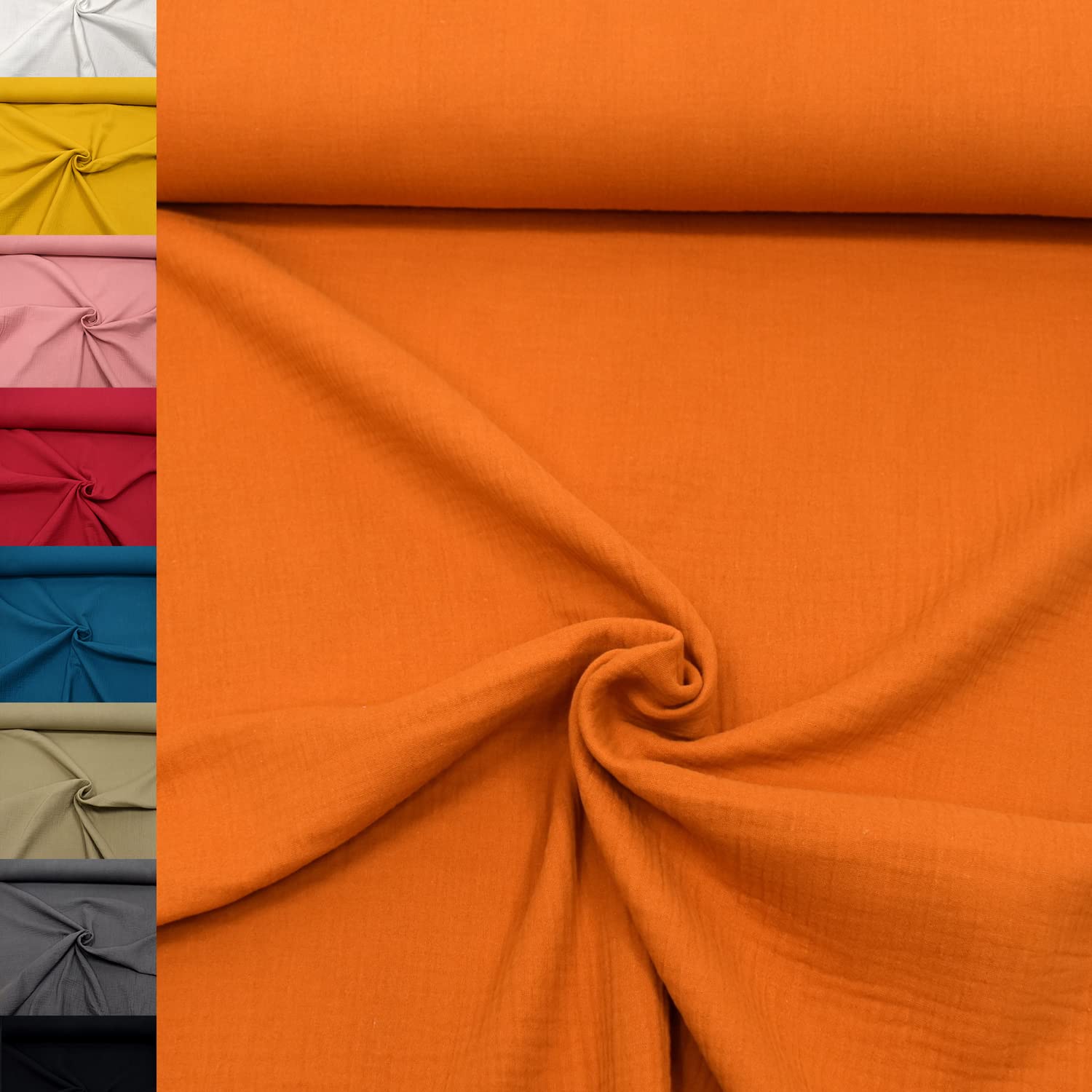 MAGAM-Stoffe Greta Musselin Stoff Double Gauze uni Oeko-Tex Meterware 50cm (07. Altrosa hell)