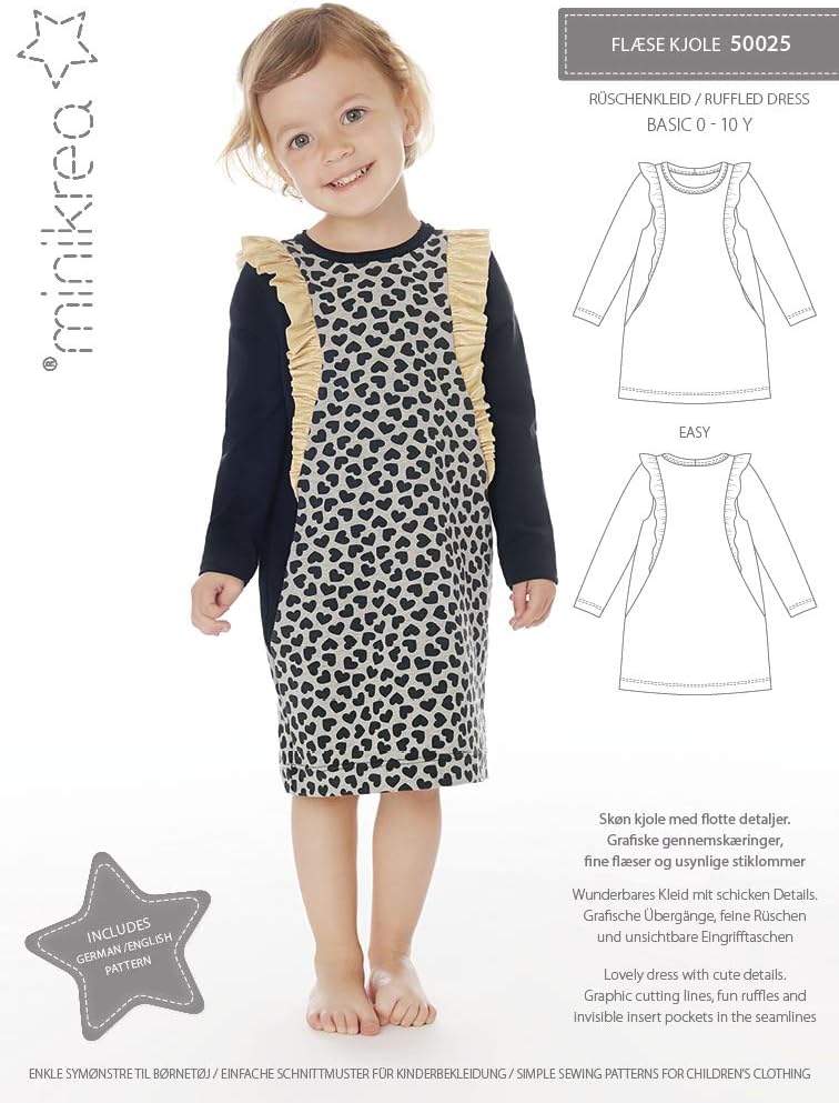 MAGAM-Stoffe Rüschen Kleid Schnittmuster Kinder inkl. Aufnäher Enno