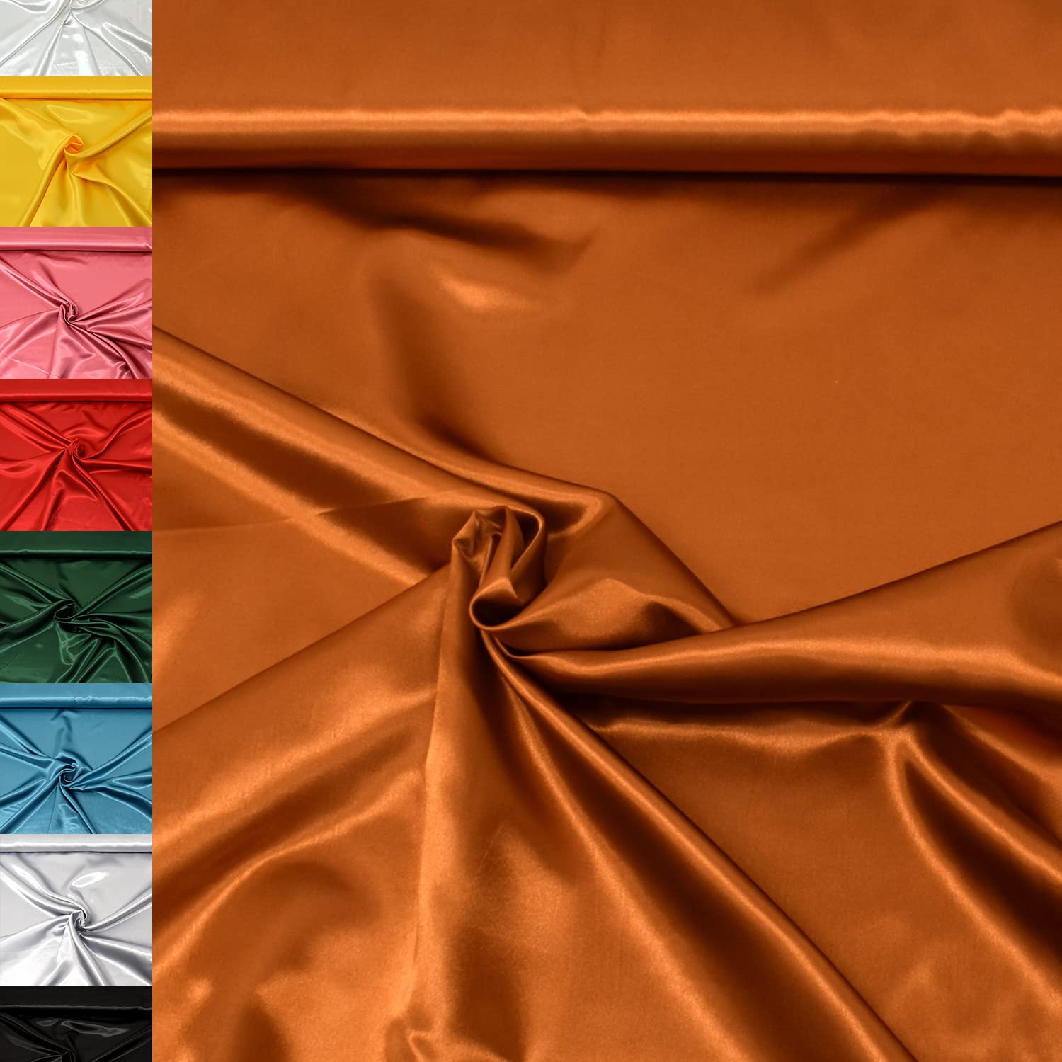 MAGAM-Stoffe 1m Estelle Satin Stoff uni ideal für Kleidung und Deko Meterware (22. Silber)