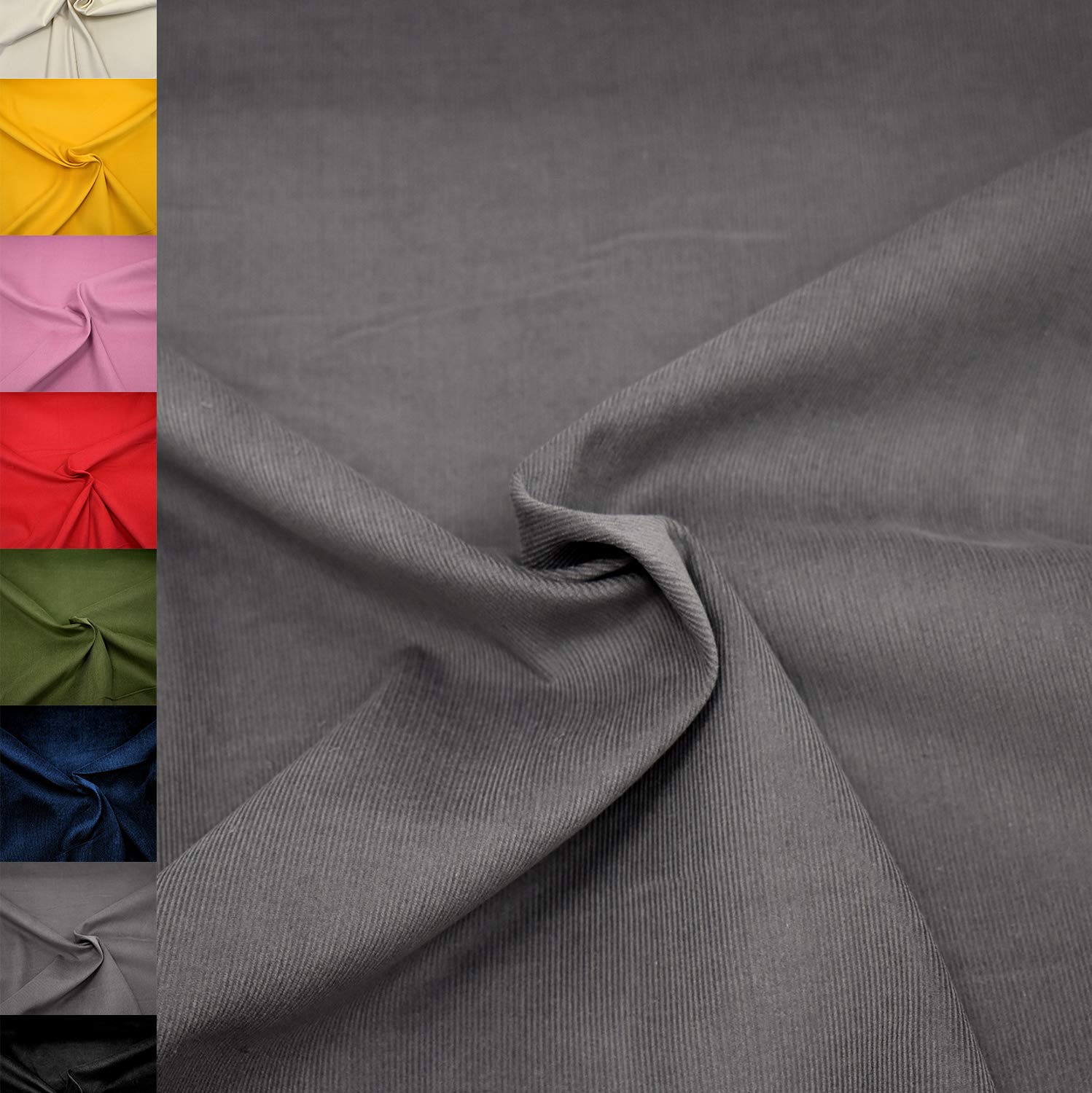 MAGAM-Stoffe Lasse Babycord Feincord Stoff uni 100% Baumwolle Meterware 50cm (07. Haselnuss-Grün)