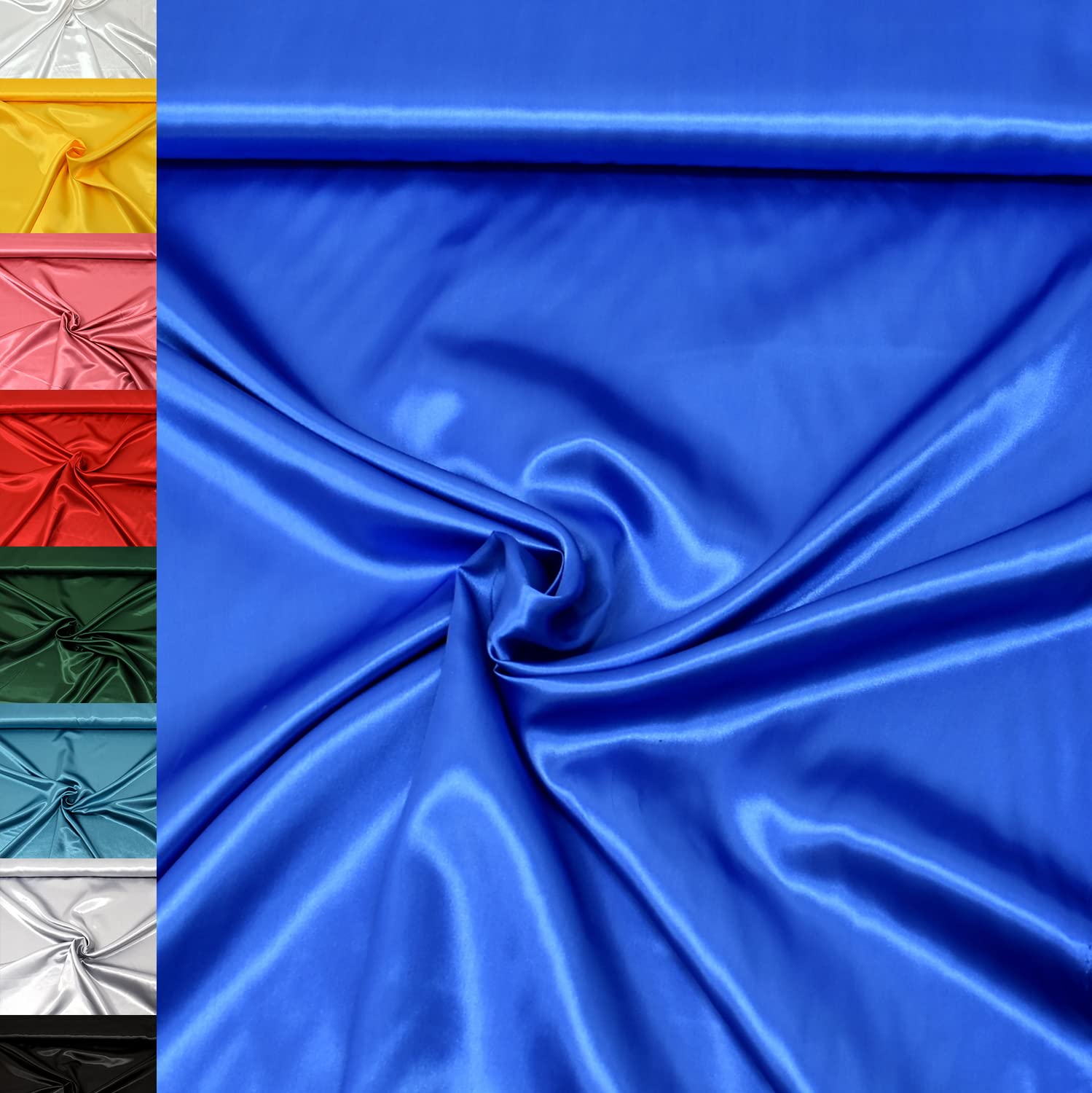 MAGAM-Stoffe 1m Estelle Satin Stoff uni ideal für Kleidung und Deko Meterware (22. Silber)