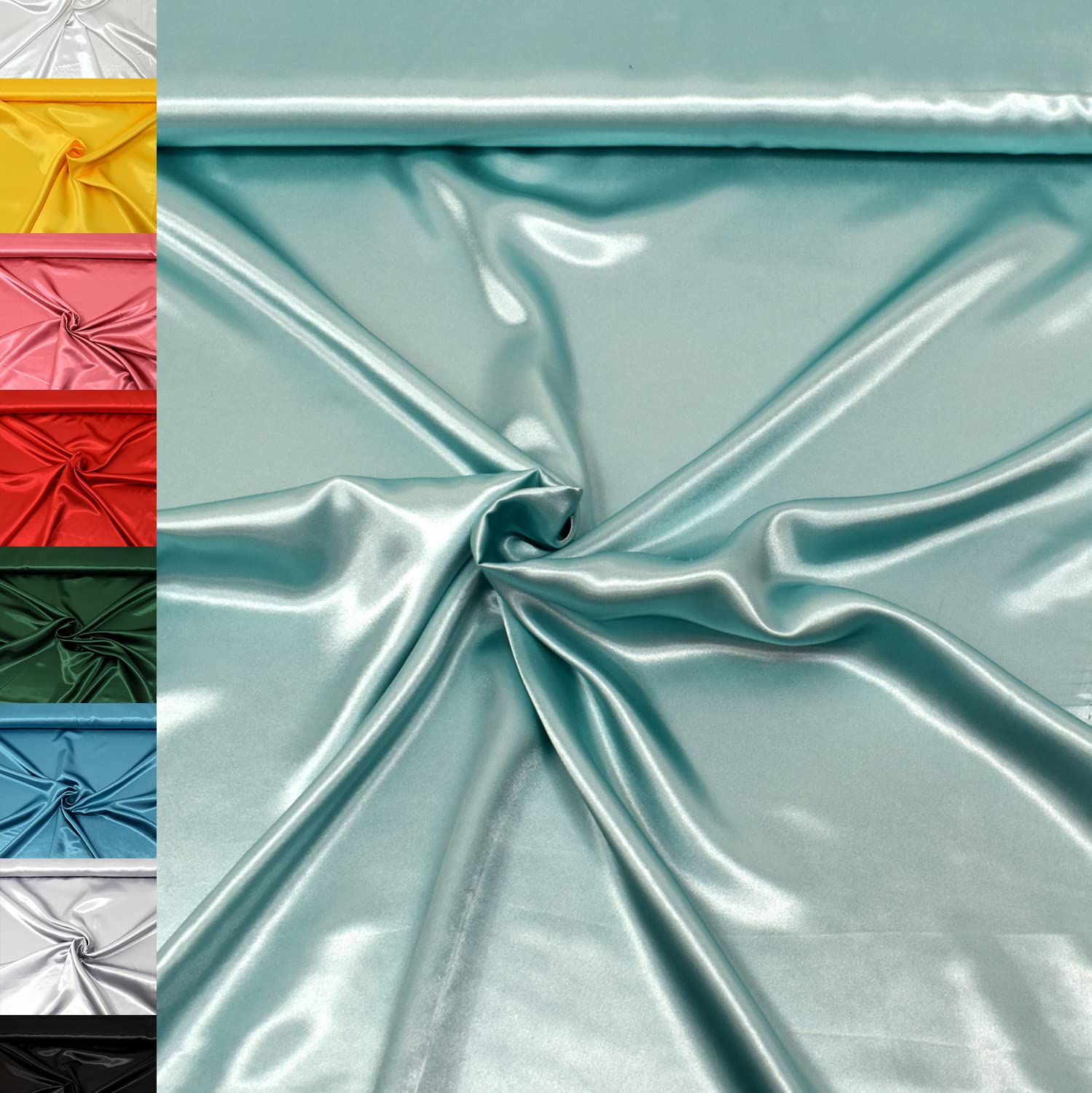 MAGAM-Stoffe 1m Estelle Satin Stoff uni ideal für Kleidung und Deko Meterware (22. Silber)