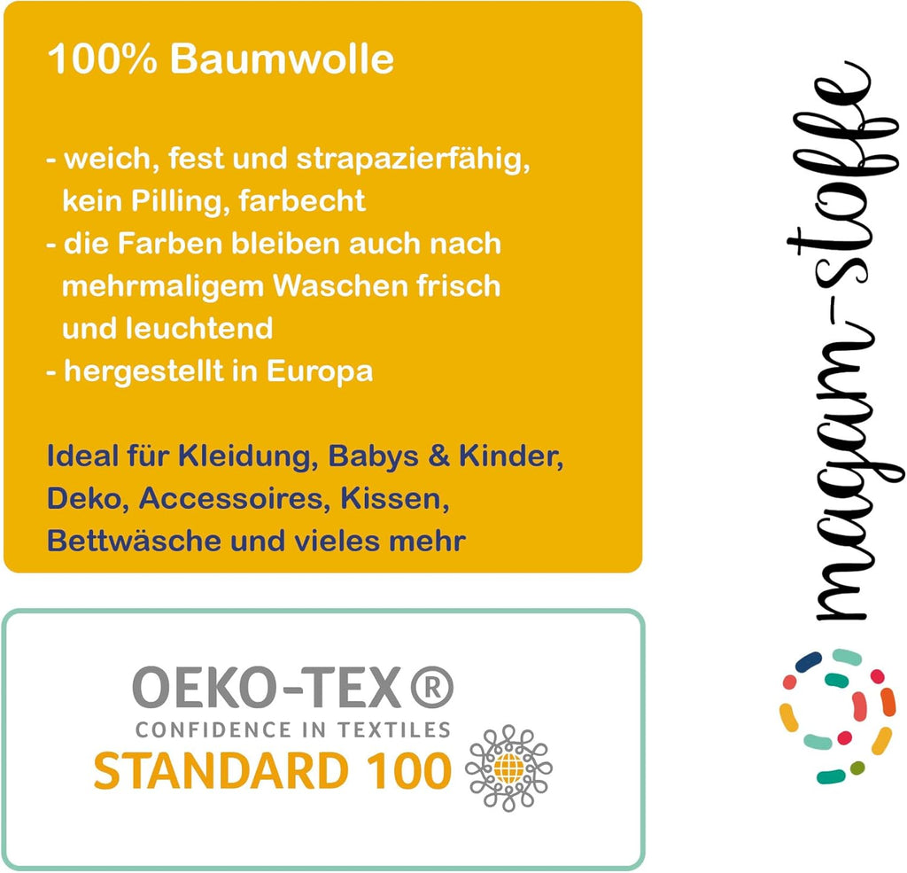 MAGAM-Stoffe Emma Blumen Baumwollstoff ÖKO-TEX Meterware ab 50cm (Marienkäfer)