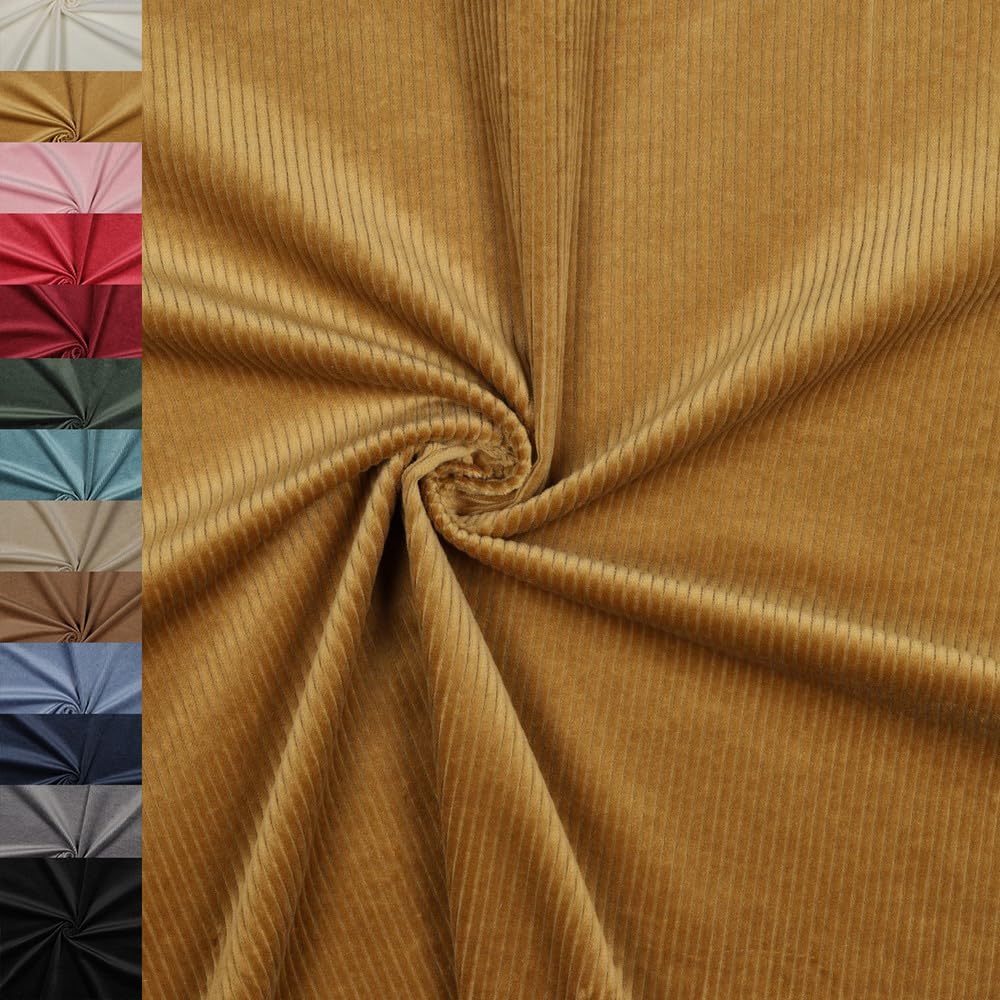 MAGAM-Stoffe Leoni Stretch Breitcord Cordstoff Bekleidung Möbel Meterware 50cm (01. Natur weiß)