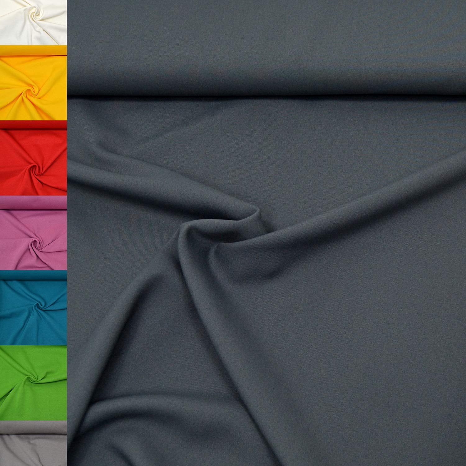 MAGAM-Stoffe 1m Mara Universal-Stoff uni Blickdicht Knitterarm Kostüm Tischdecken Dekostoff (01. Weiß)