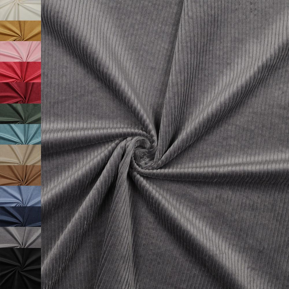 MAGAM-Stoffe Leoni Stretch Breitcord Cordstoff Bekleidung Möbel Meterware 50cm (01. Natur weiß)