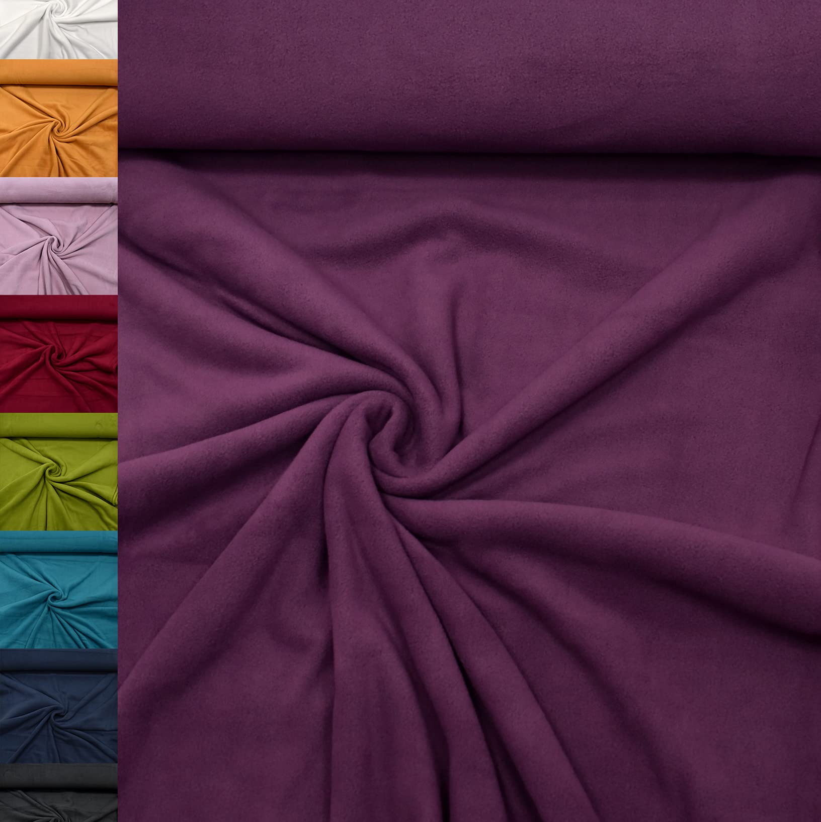 MAGAM-Stoffe Lisa Micro-Fleece Stoff uni Antipilling Meterware 50cm (06. Rot)