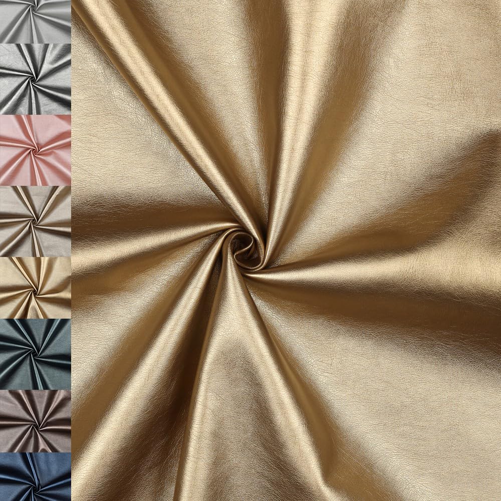 MAGAM-Stoffe Metallic Optik Kunstleder Polsterstoff Kleidung Taschen Meterware ab 50cm (01. Hell silber)