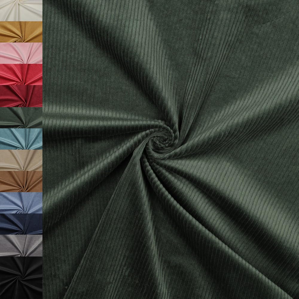 MAGAM-Stoffe Leoni Stretch Breitcord Cordstoff Bekleidung Möbel Meterware 50cm (01. Natur weiß)