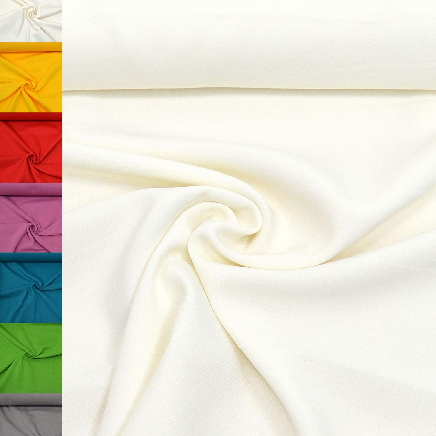 MAGAM-Stoffe 1m Mara Universal-Stoff uni Blickdicht Knitterarm Kostüm Tischdecken Dekostoff (01. Weiß)