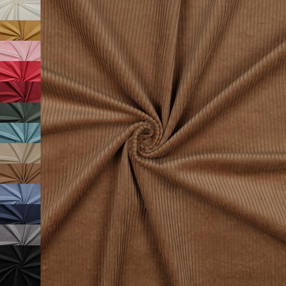 MAGAM-Stoffe Leoni Stretch Breitcord Cordstoff Bekleidung Möbel Meterware 50cm (01. Natur weiß)