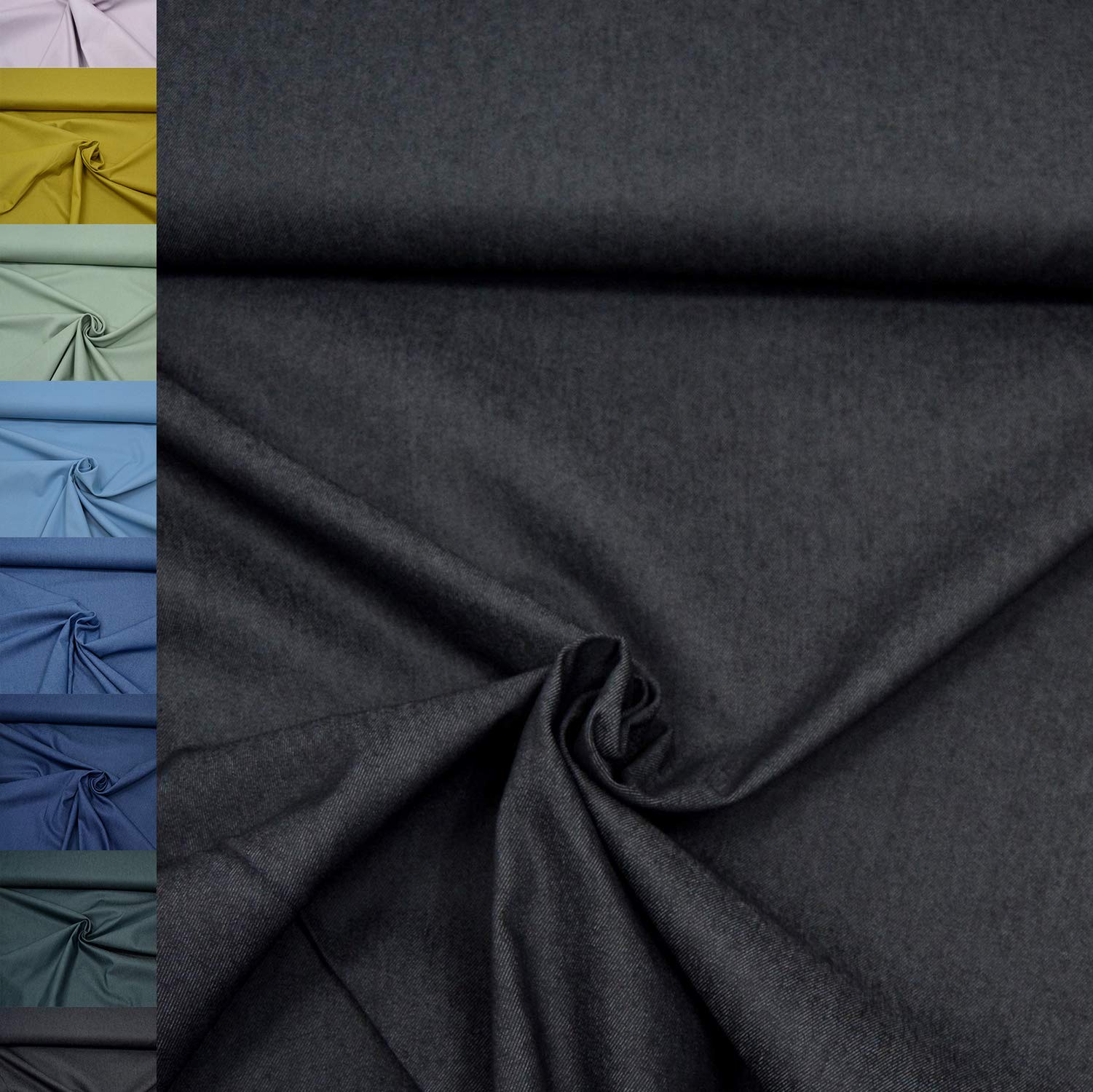 MAGAM-Stoffe Henri fester Jeansstoff uni Denim OEKO-TEX Meterware 50cm (13. Grau)