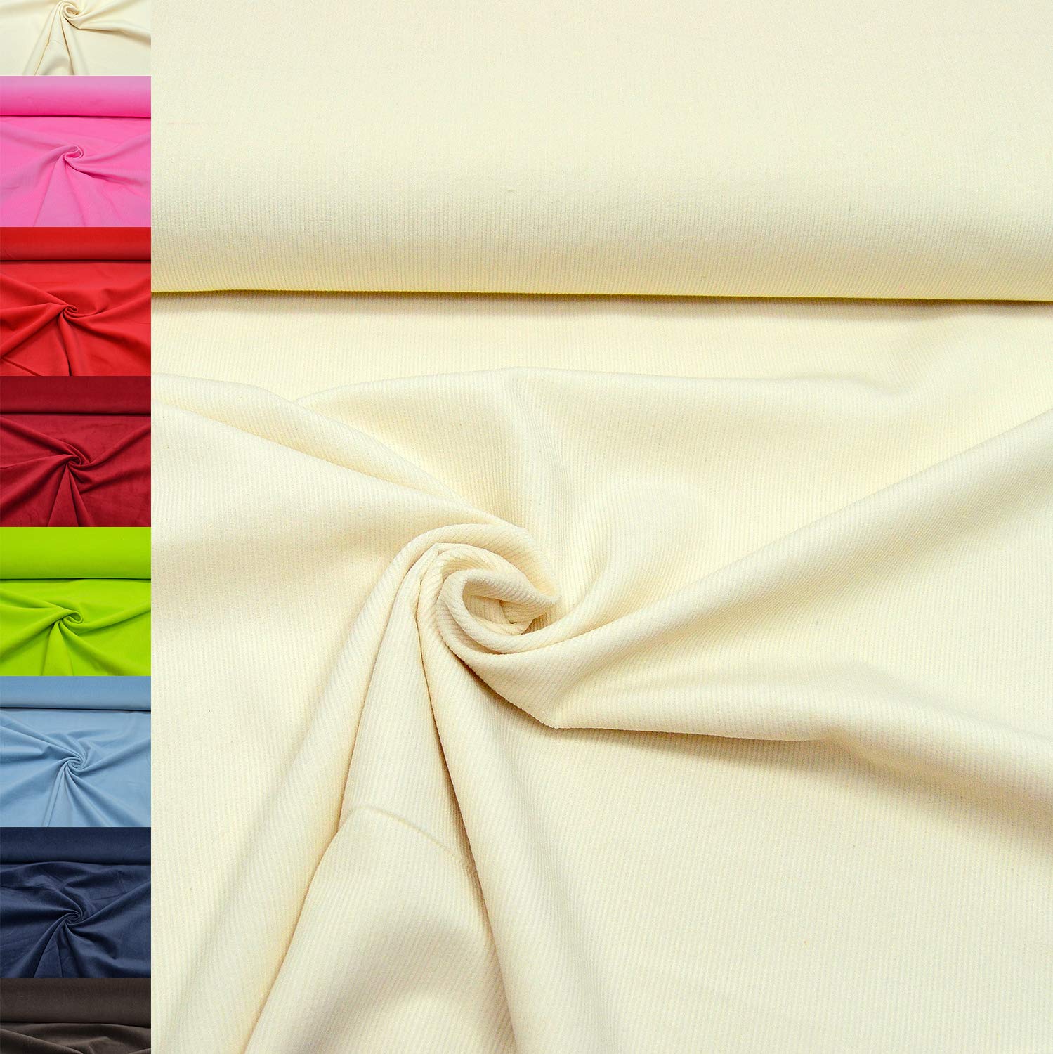 MAGAM-Stoffe Janus Feincord Stoff uni 100% Baumwolle Meterware 50cm (09. Delfin)