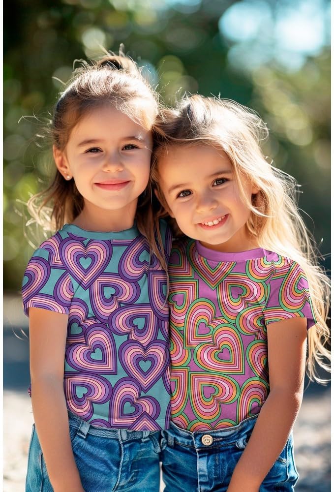 MAGAM-Stoffe Retro Herzen Kinder Jersey Stoff OEKO-TEX Meterware ab 50cm (Schwarz)