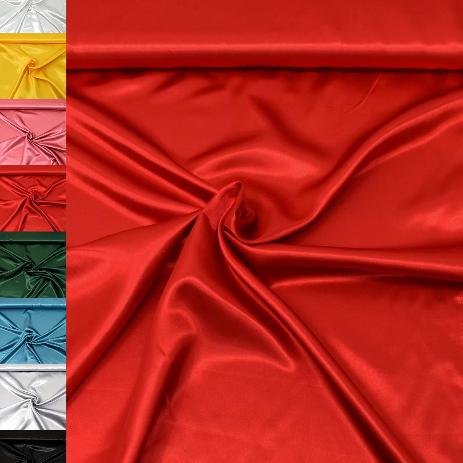 MAGAM-Stoffe 1m Estelle Satin Stoff uni ideal für Kleidung und Deko Meterware (22. Silber)